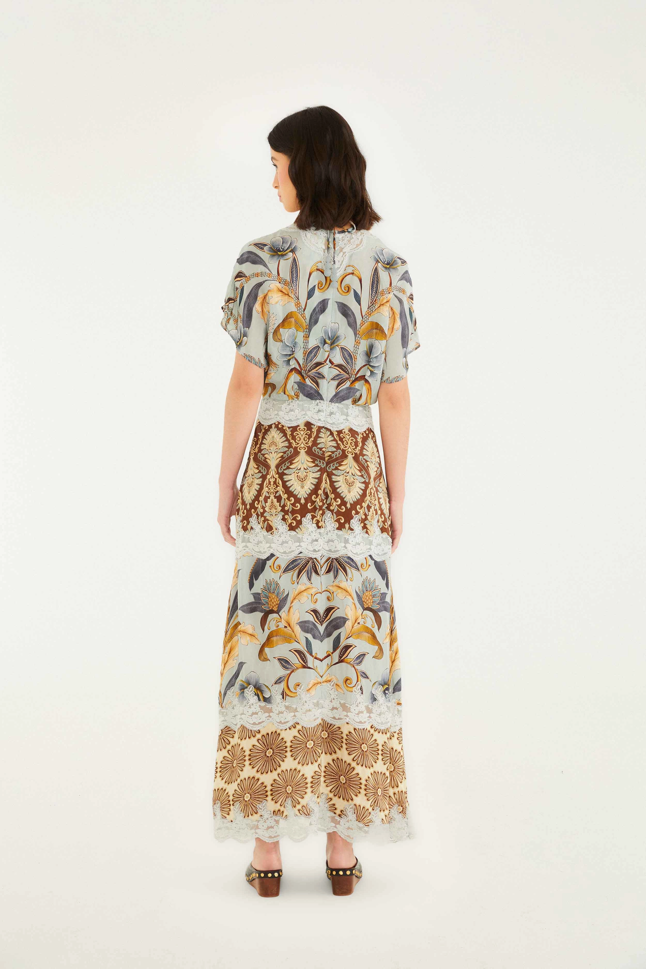Mirror Shine Mixed Snake Garden Maxi Dress Semi Formal