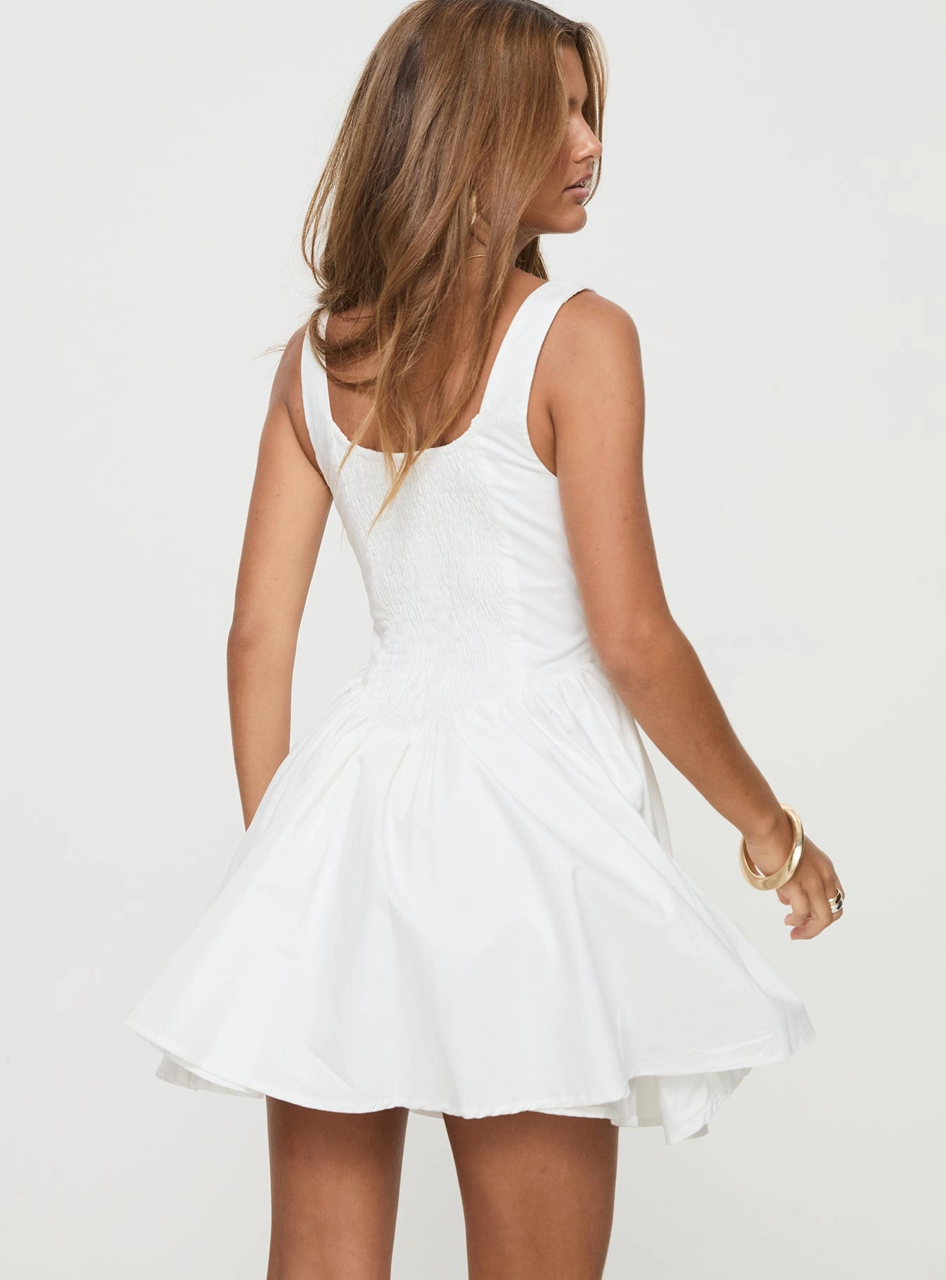Stain-Guard-Finish All Fit Style Straplie Mini Dress White