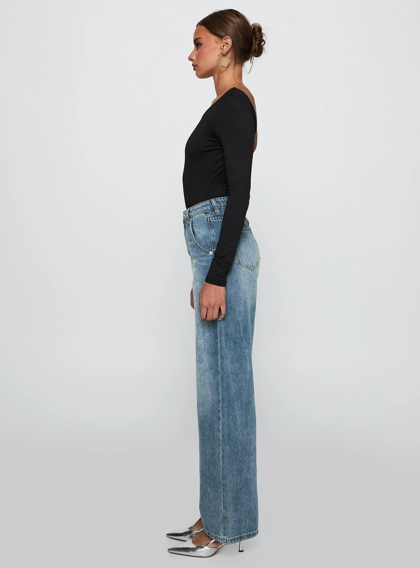 All Time Basic Sacramento High Rise Straight Leg Jeans Mid Blue Denim