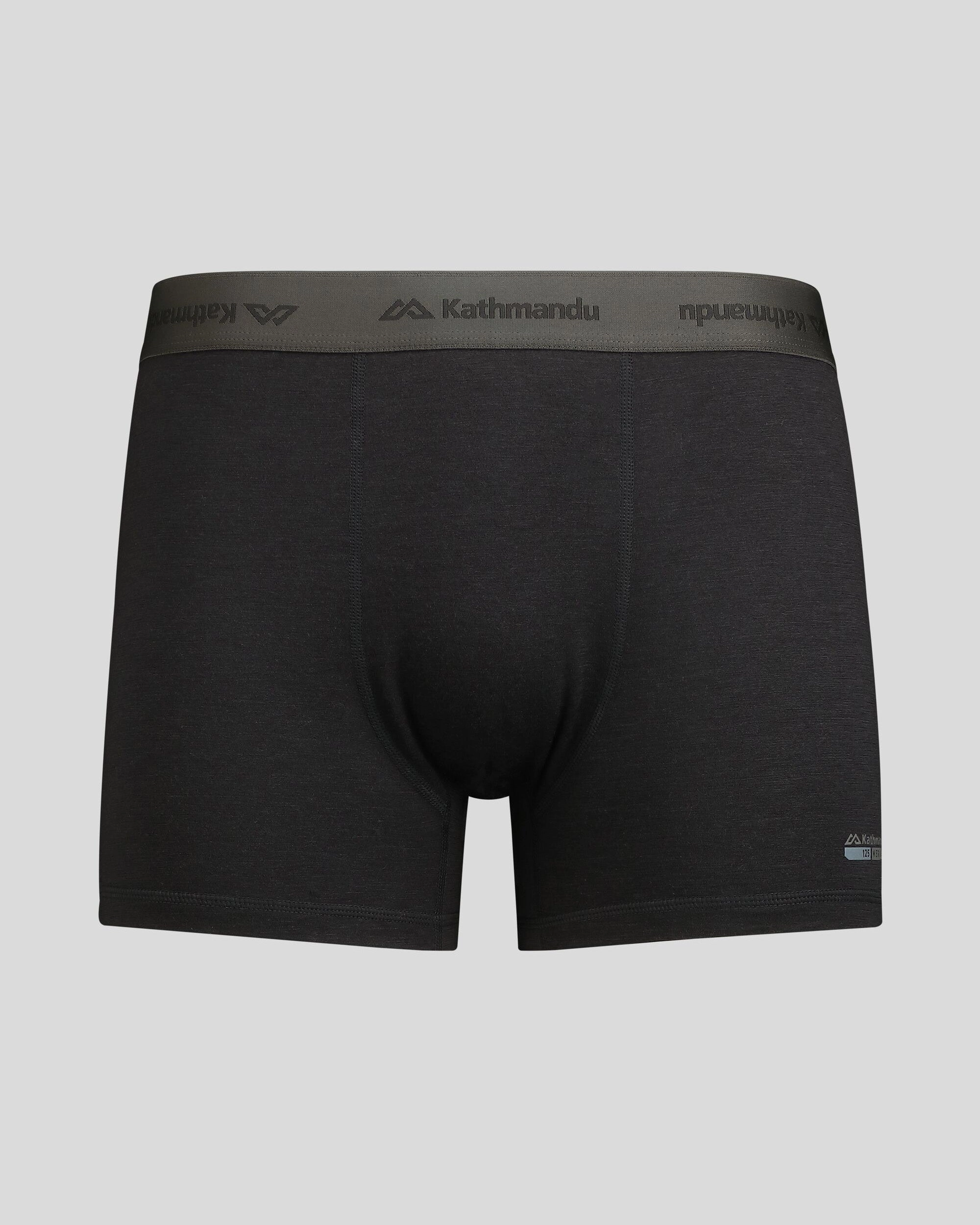 Men's K-Merino 125 4.5 inch Boxer - Black Stingray Non Chafing Edges