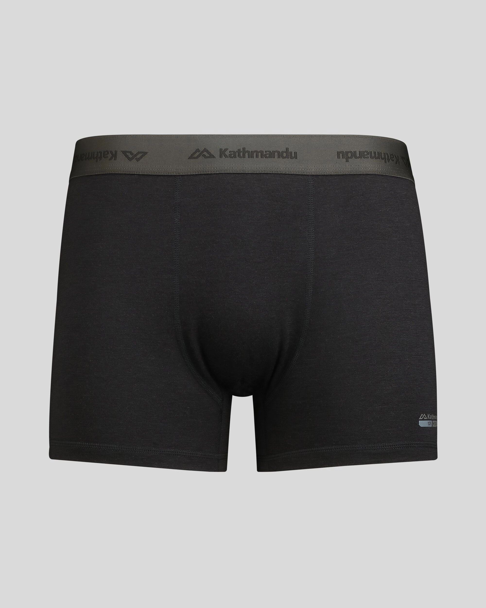 Men's K-Merino 125 4.5 inch Boxer - Black Stingray Flexible Hem Bands Four Way Stretch Fabric
