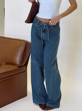 Bruiser Mid Rise Wide Leg Jeans Mid Blue Wash Winter Warmth Outdoor Adventure