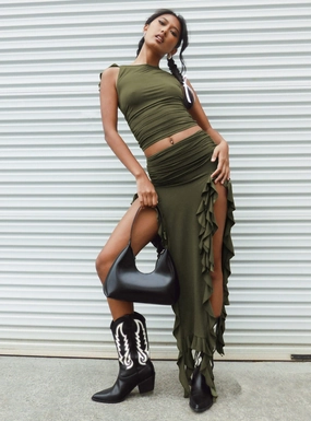 Rendezvous Maxi Skirt Olive Curve Friendly
