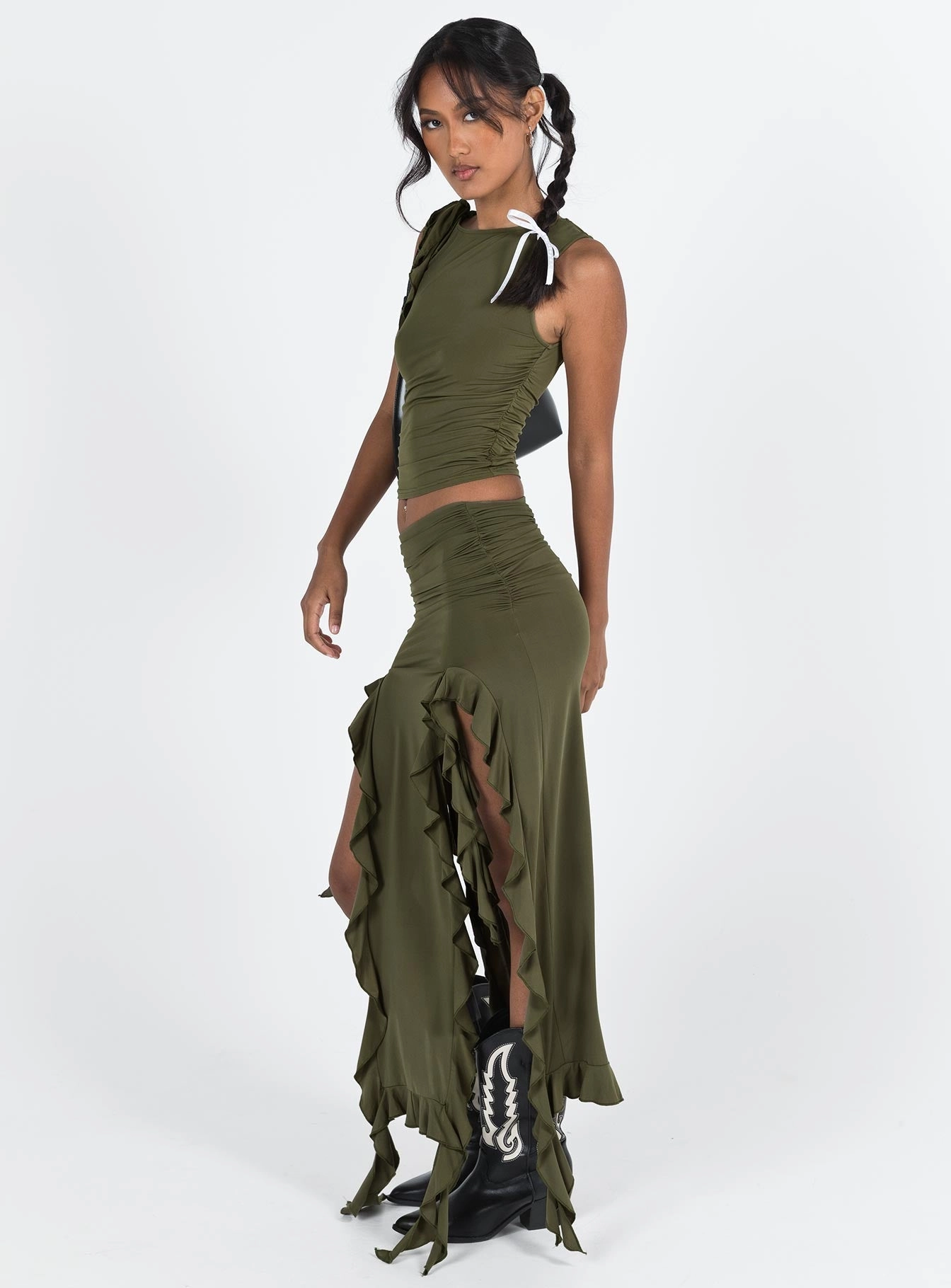 Seasonal Drop Smart Comfort Rendezvous Maxi Skirt Olive