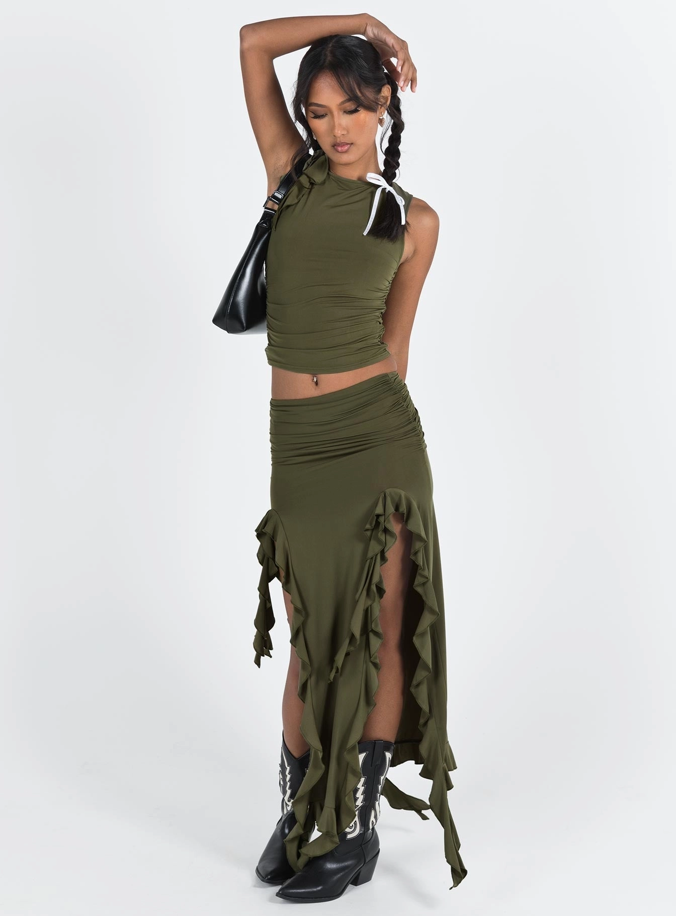Relaxed Look Elevated Casual Rendezvous Maxi Skirt Olive