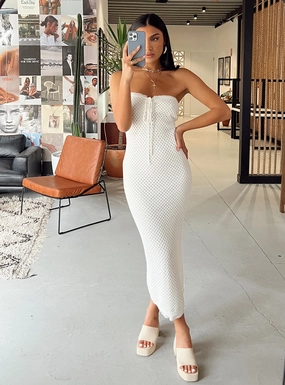 Eco-Lining Minimalist Layering Mollen Maxi Dress White