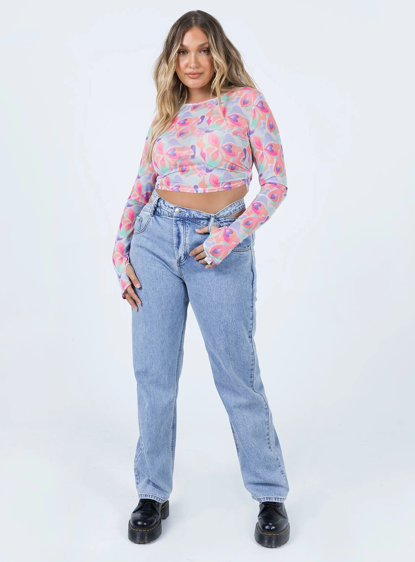 Vintage Lover Smooth Bold Sustainable Creative Look Mollie Asymmetric Denim Jeans