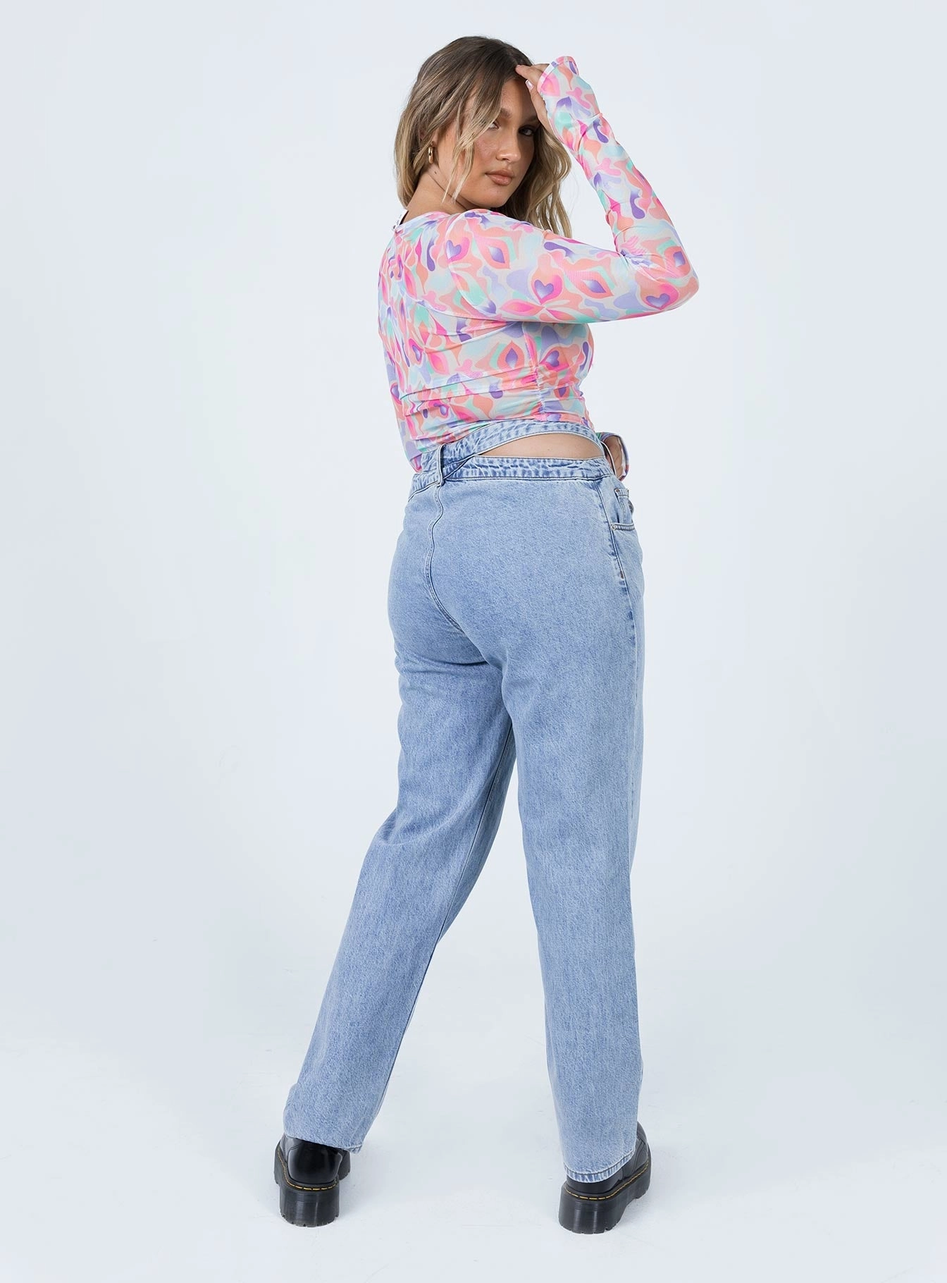 Mollie Asymmetric Denim Jeans Breathable Travel Outfit Brunch Outfit