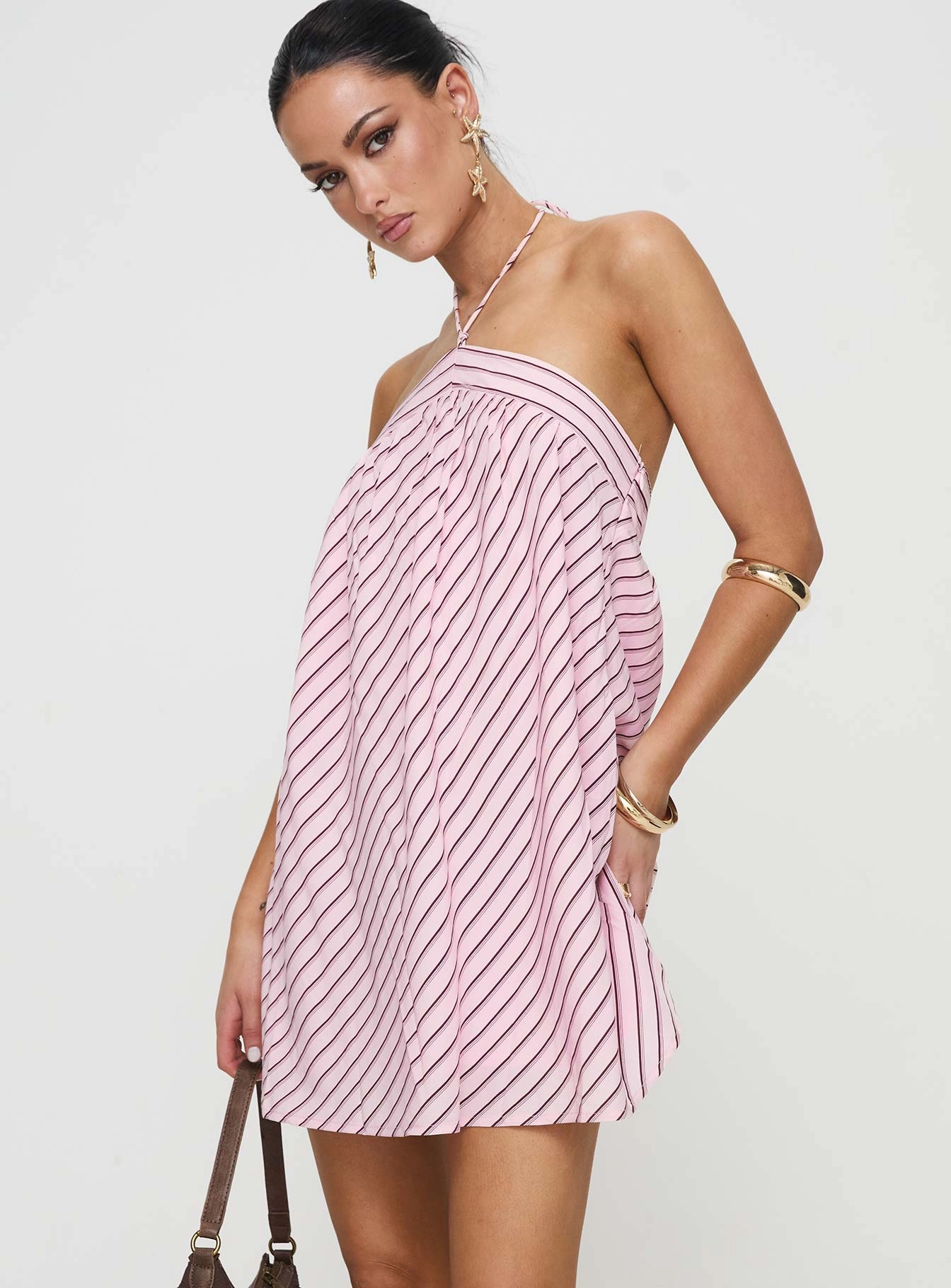 Casual weekend dress Moonlit Mini Dress Pink Stripe