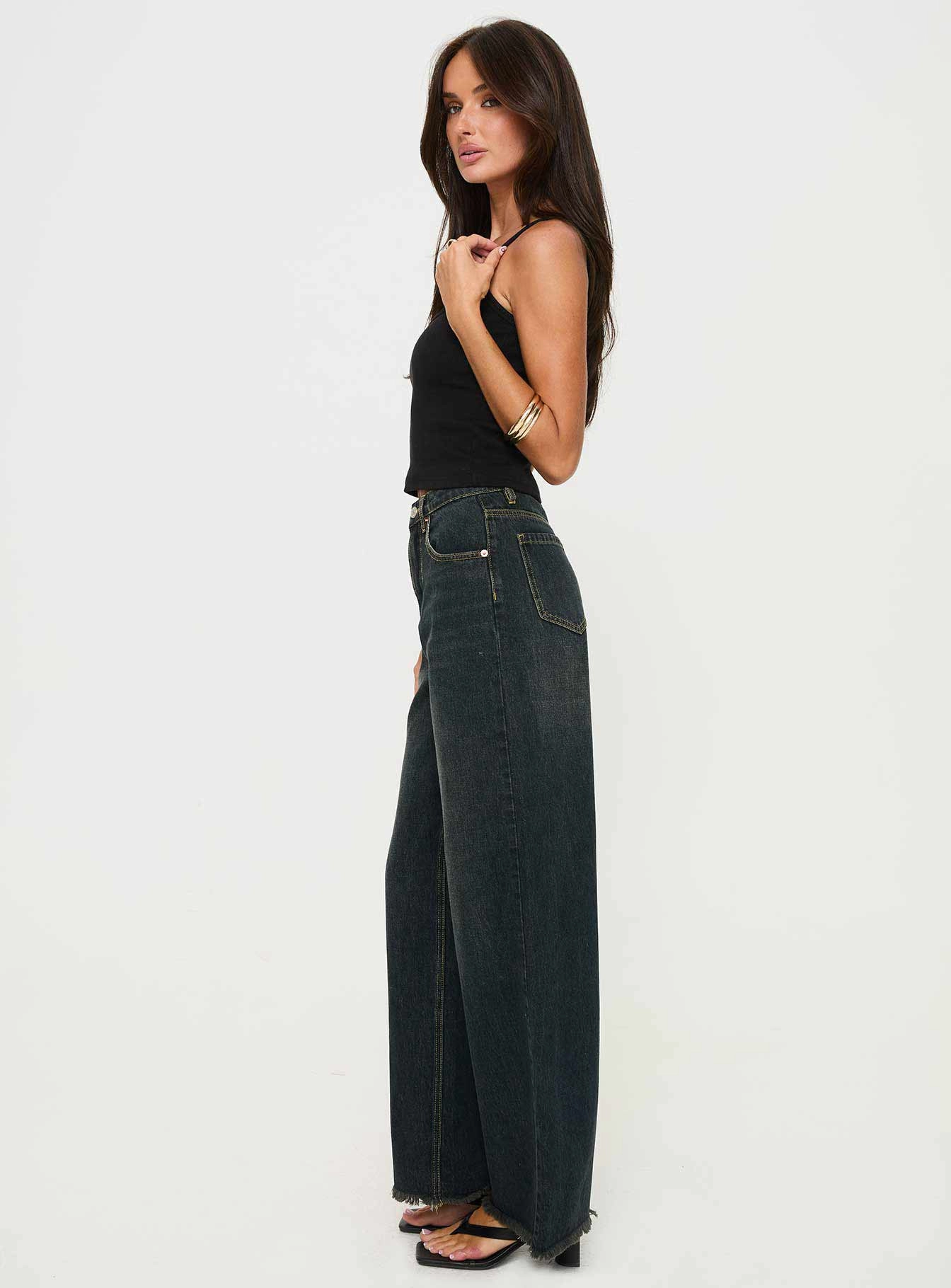 Outfit Mix Morris Mid Rise Wide Leg Denim Jean Grunge Wash