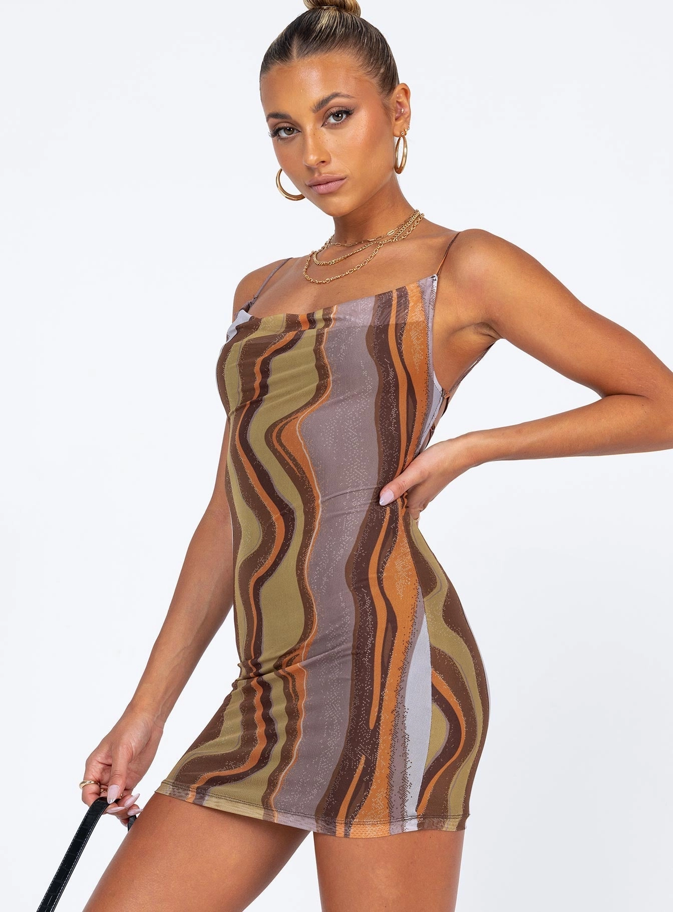 Motel Bexley Dress Earthy Gradient Brown Minimal Core Weekend Fresh