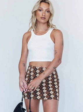 Chic Tones Coordinated Set Motel Ima Skirt Argyle Brown