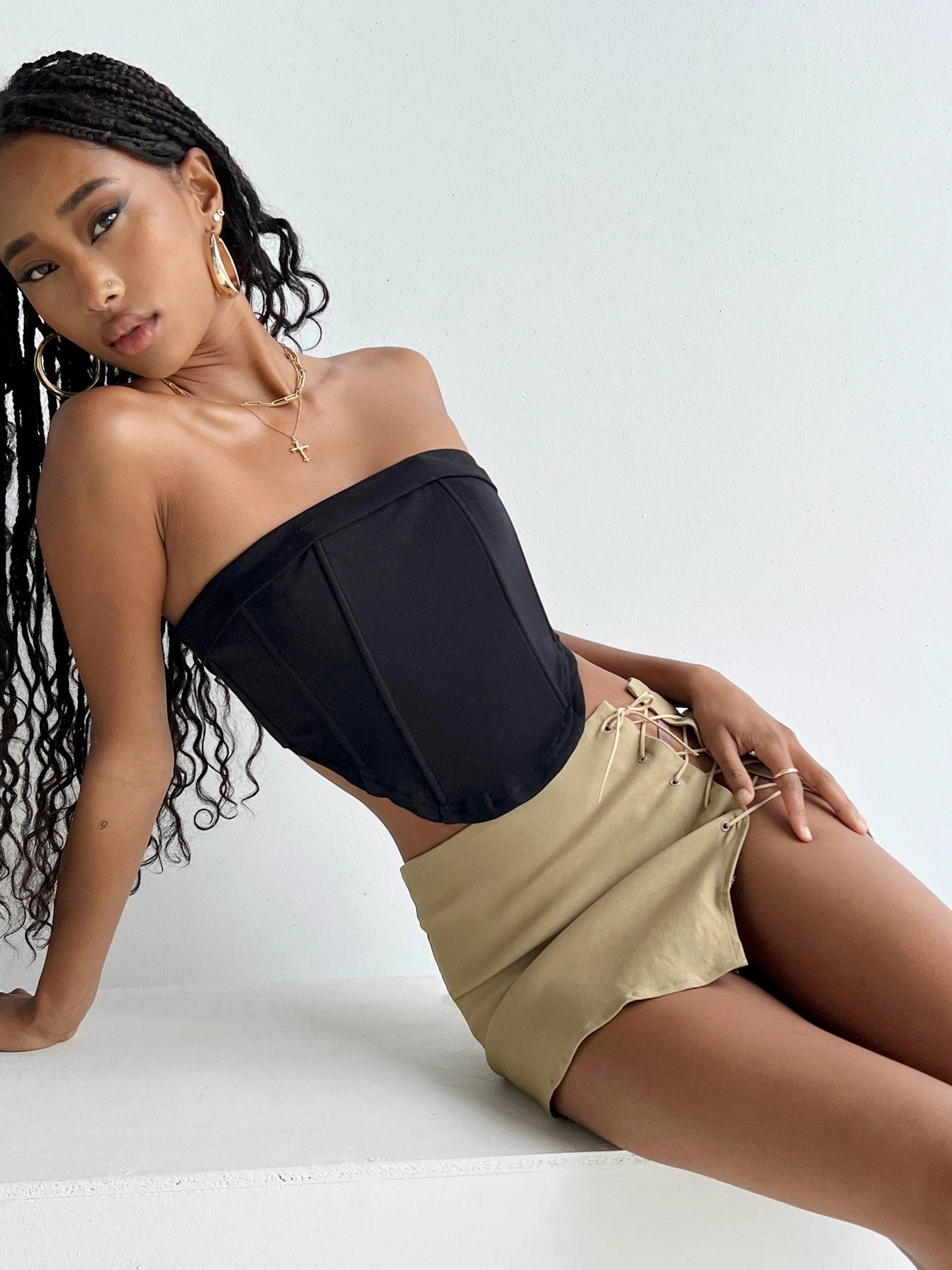 Motel Iram Skirt Tan Fall Favorite Cotton Rich