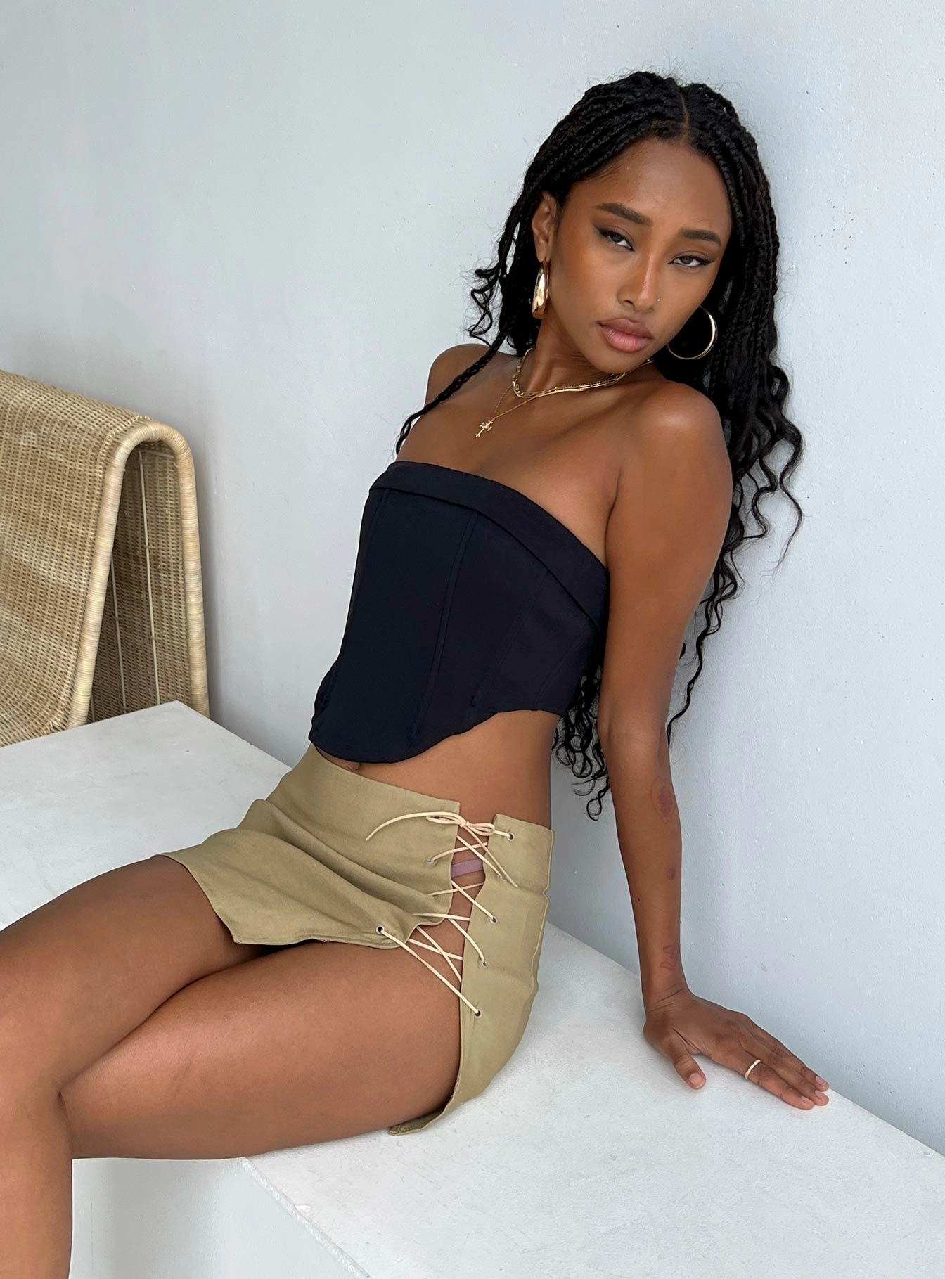 Motel Iram Skirt Tan Comfortable Feel Tassel accents