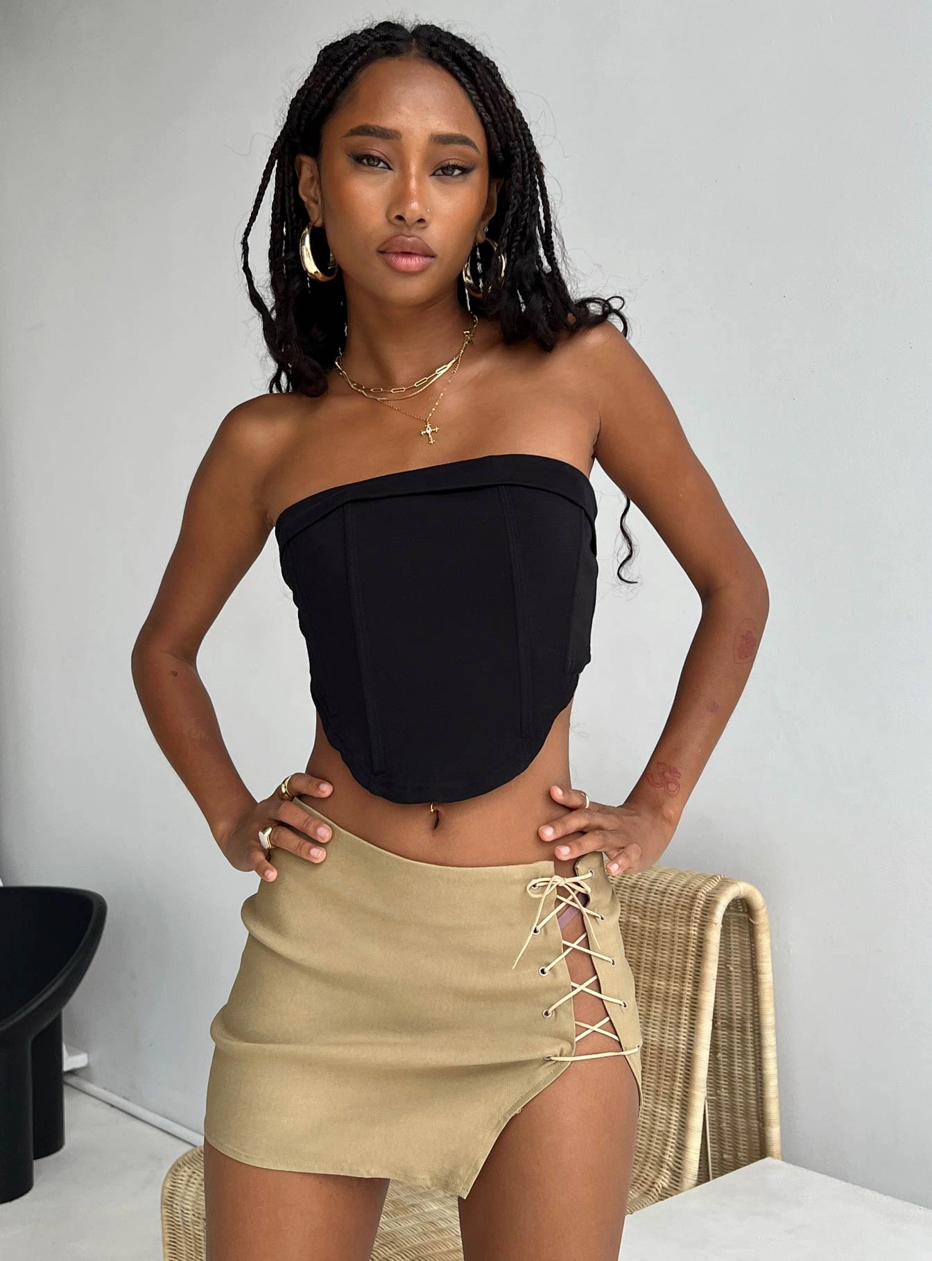 Mall Brand Look City Mood Motel Iram Skirt Tan