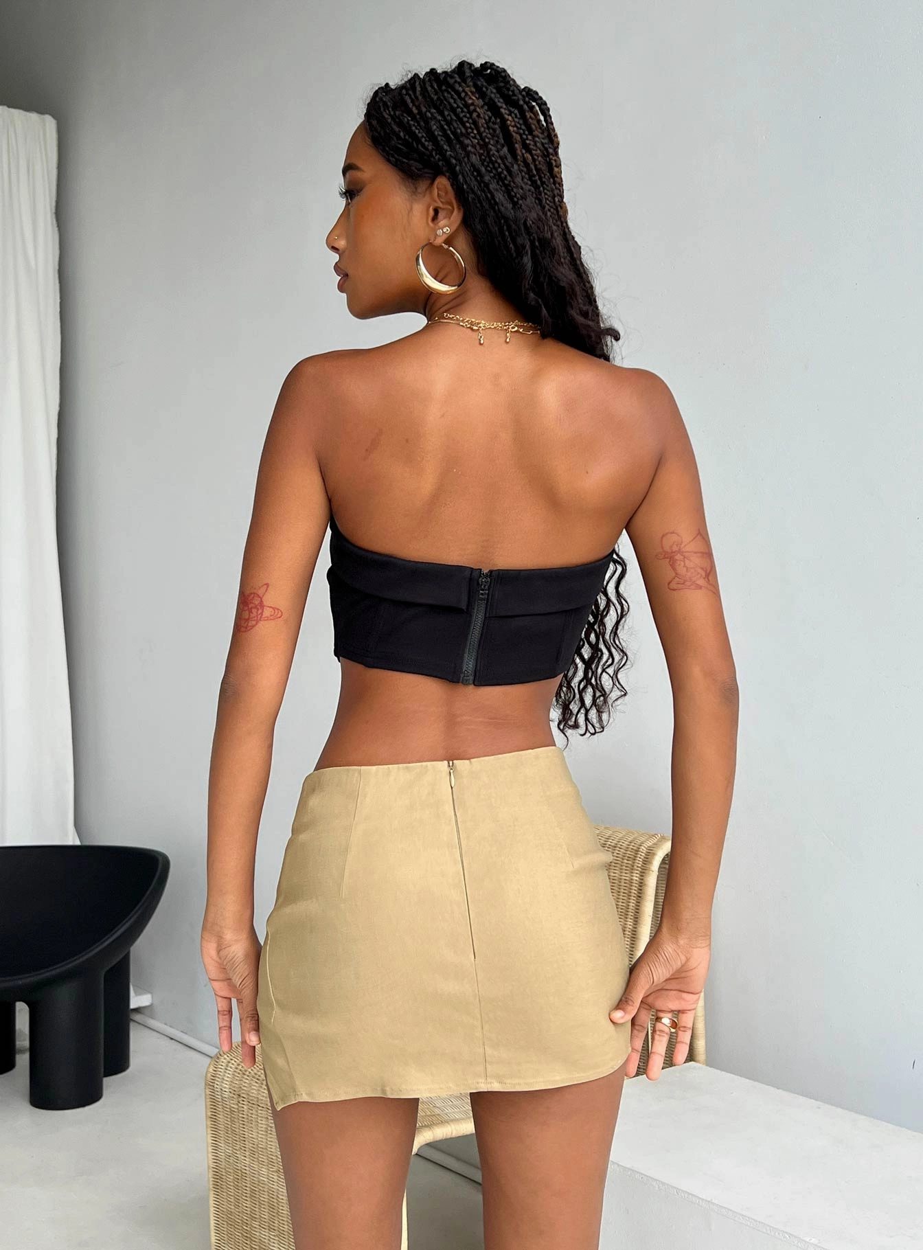 Thermoregulating Fabric Pocket Design Motel Iram Skirt Tan