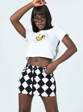 Anti Pilling Treatment Motel Micro Broomy Skirt Harlequin Black White