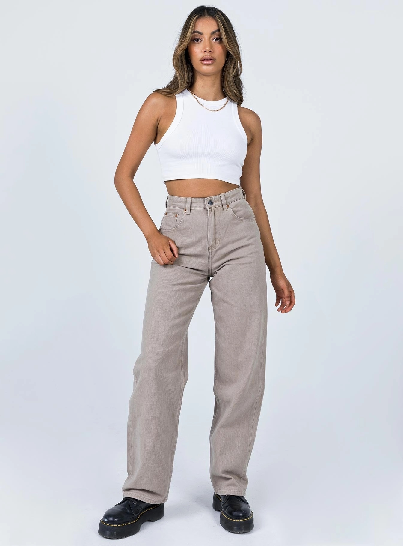 Motel Parallel Jeans Burnt Olive Relaxed Style