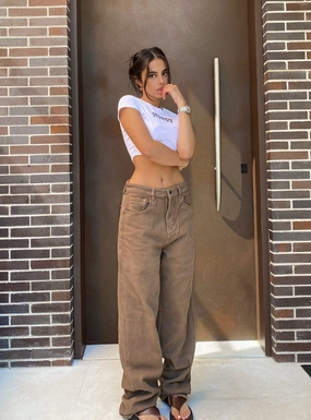 Motel Parallel Jeans Rich Brown Simple Fashion Streetwear Essential