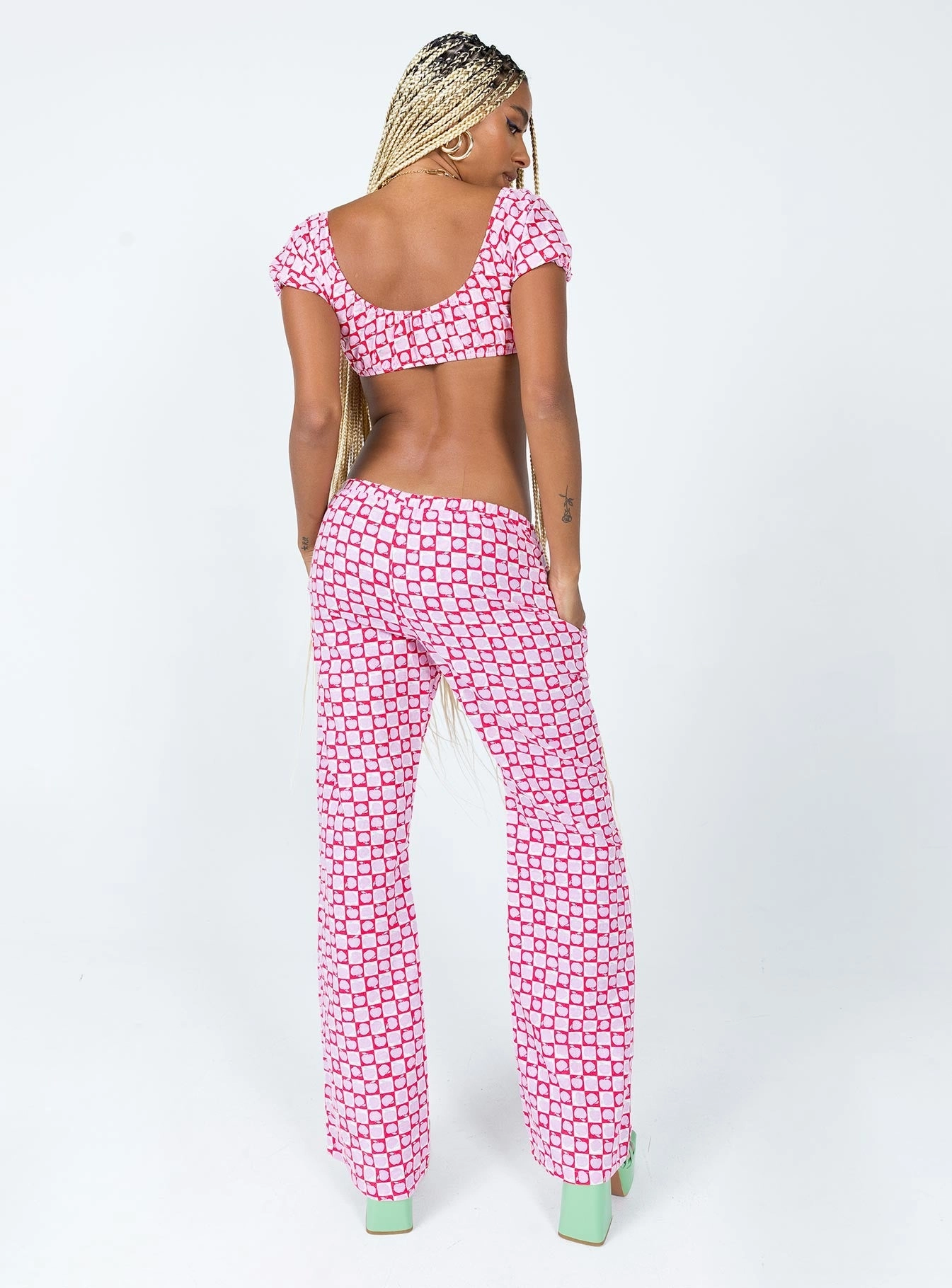 Comfortable Style Breathable Lining Motel Raya Trouser Apple Check Blush Red