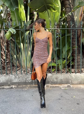 Gentle Texture Motel Tintin Dress Flower Garden Brown
