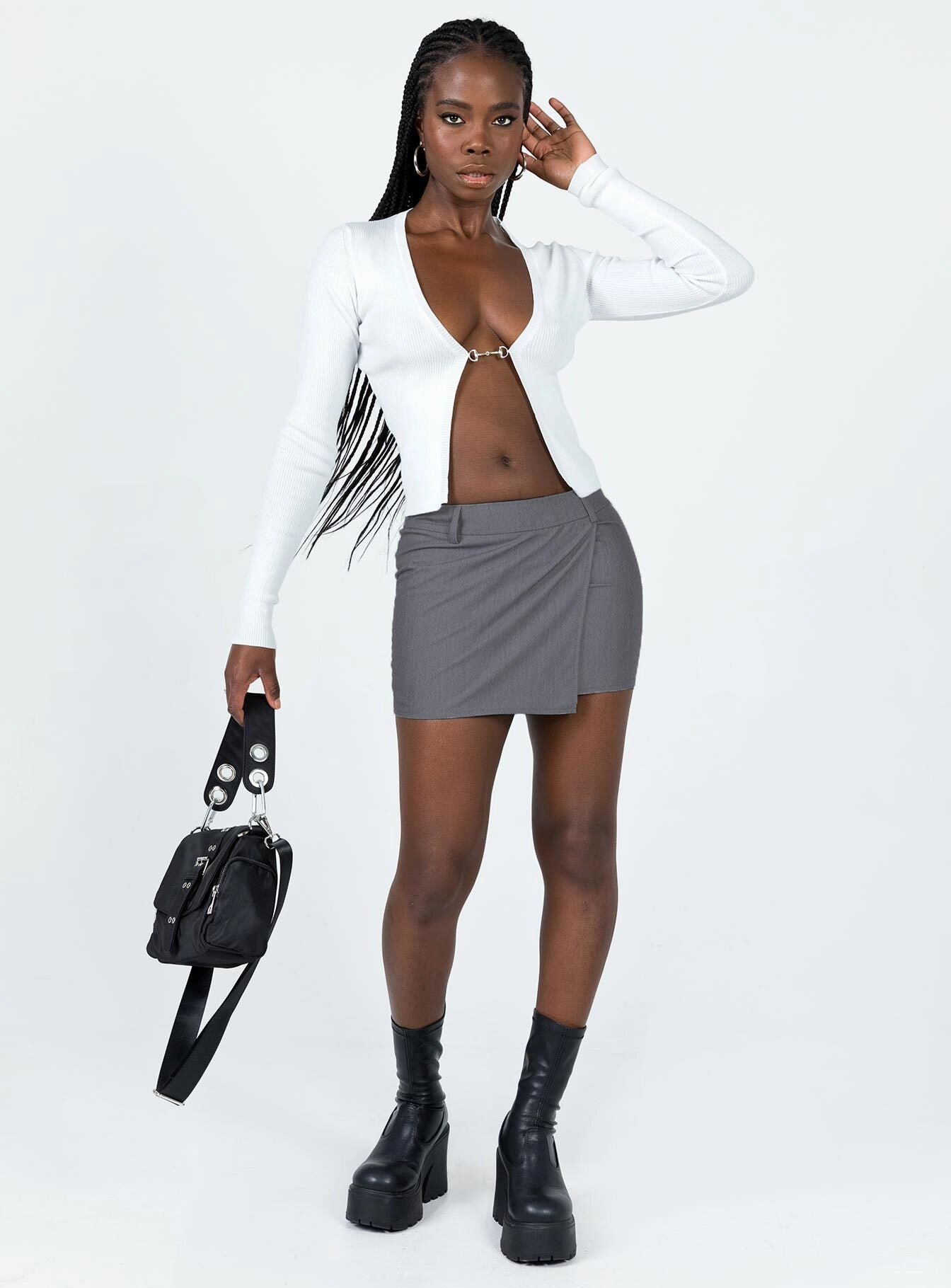 Chill Feel Innovative Fabric Motel Wahip Mini Skirt In Soft Tailoring Grey
