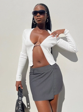 Trendy Mood Motel Wahip Mini Skirt In Soft Tailoring Grey
