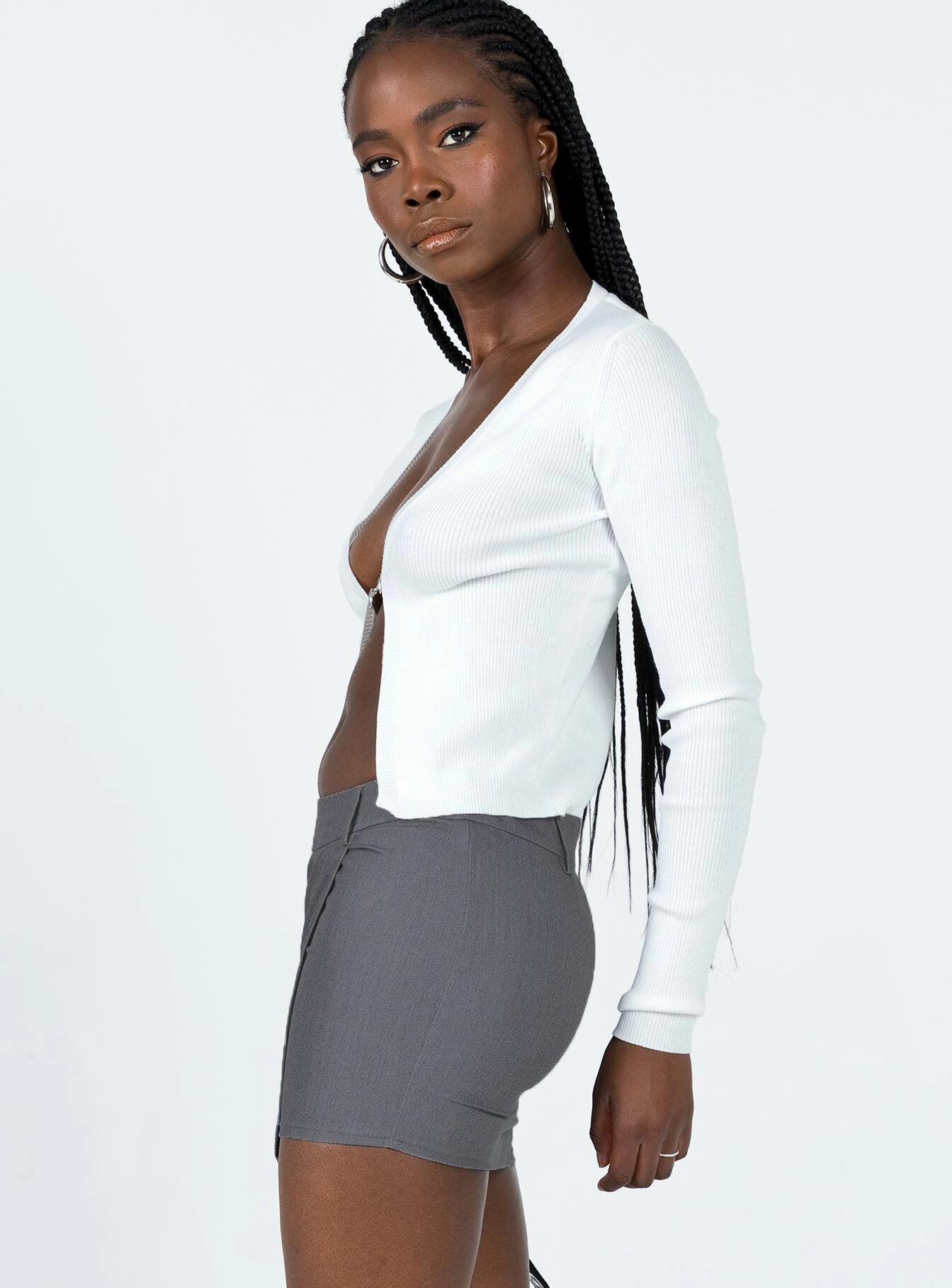 Low Rise Trendy Outfit Motel Wahip Mini Skirt In Soft Tailoring Grey