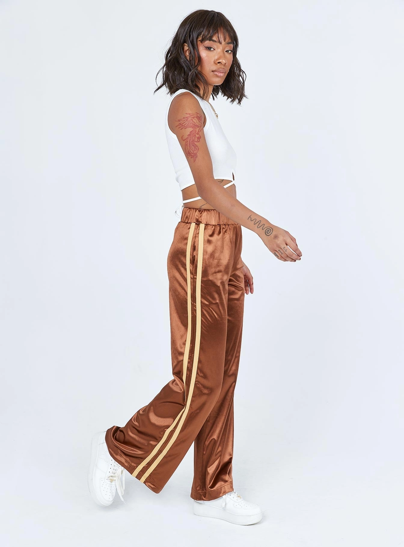 Mid Rise Abrasion Resistant Material Dave Trackpants Brown