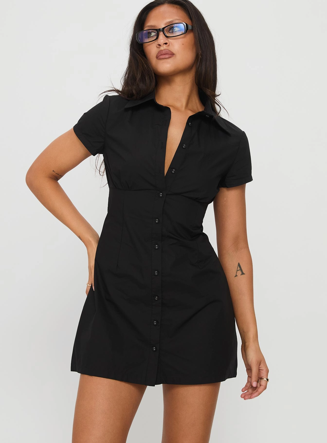 Halter neck Motley Mini Dress Black