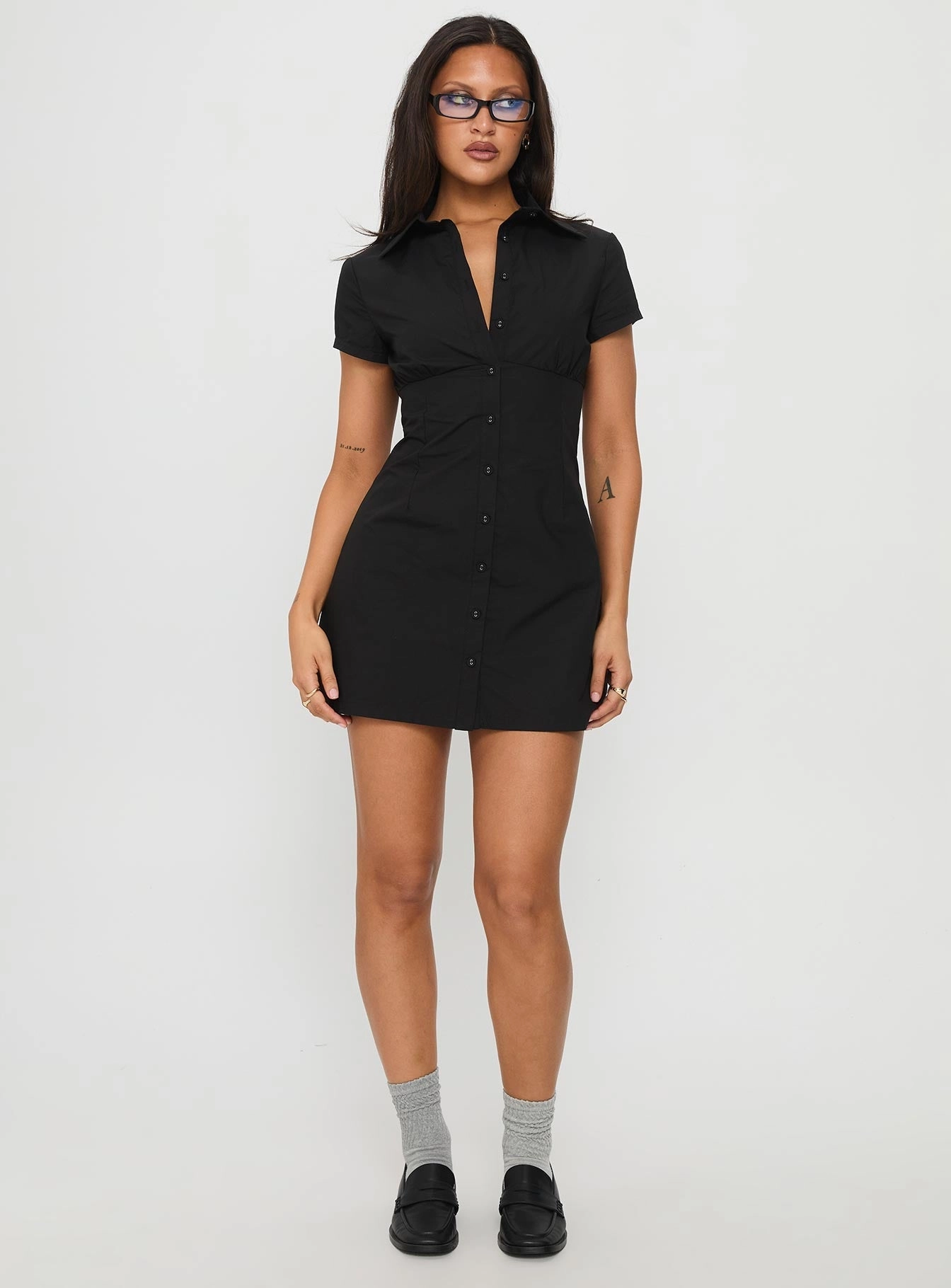 Stylish Appeal Polished Look Motley Mini Dress Black