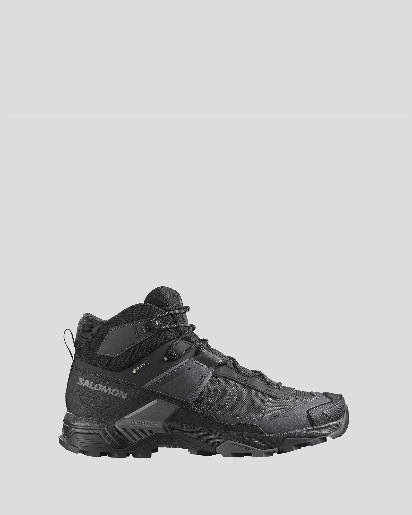 Path Stability Power Step Men's Salomon X Ultra 5 GTX Mid Hiking Boots - Black/Asphalt/Castlerock