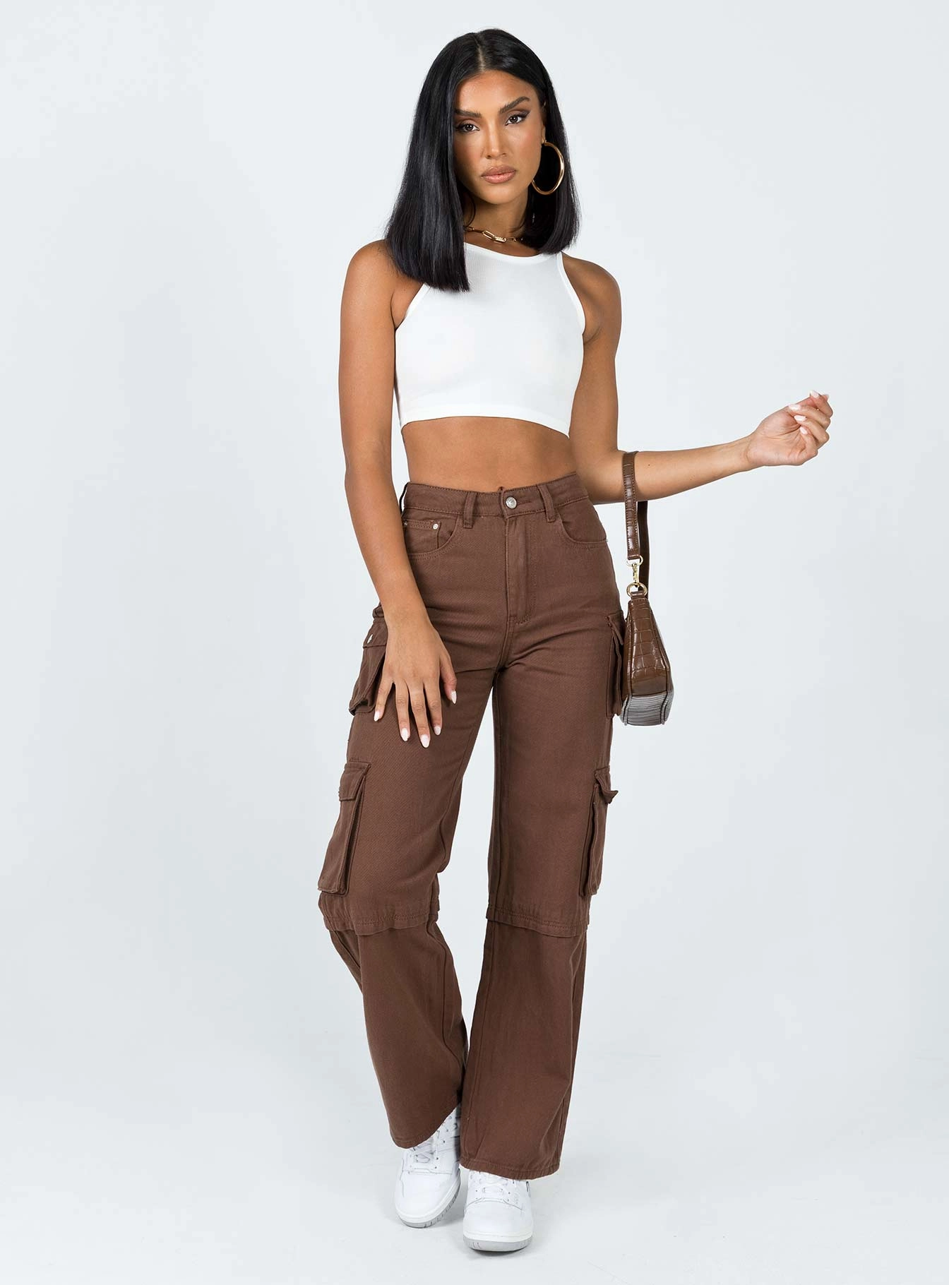 Darla Cargo Denim Jeans Brown Quality Staple