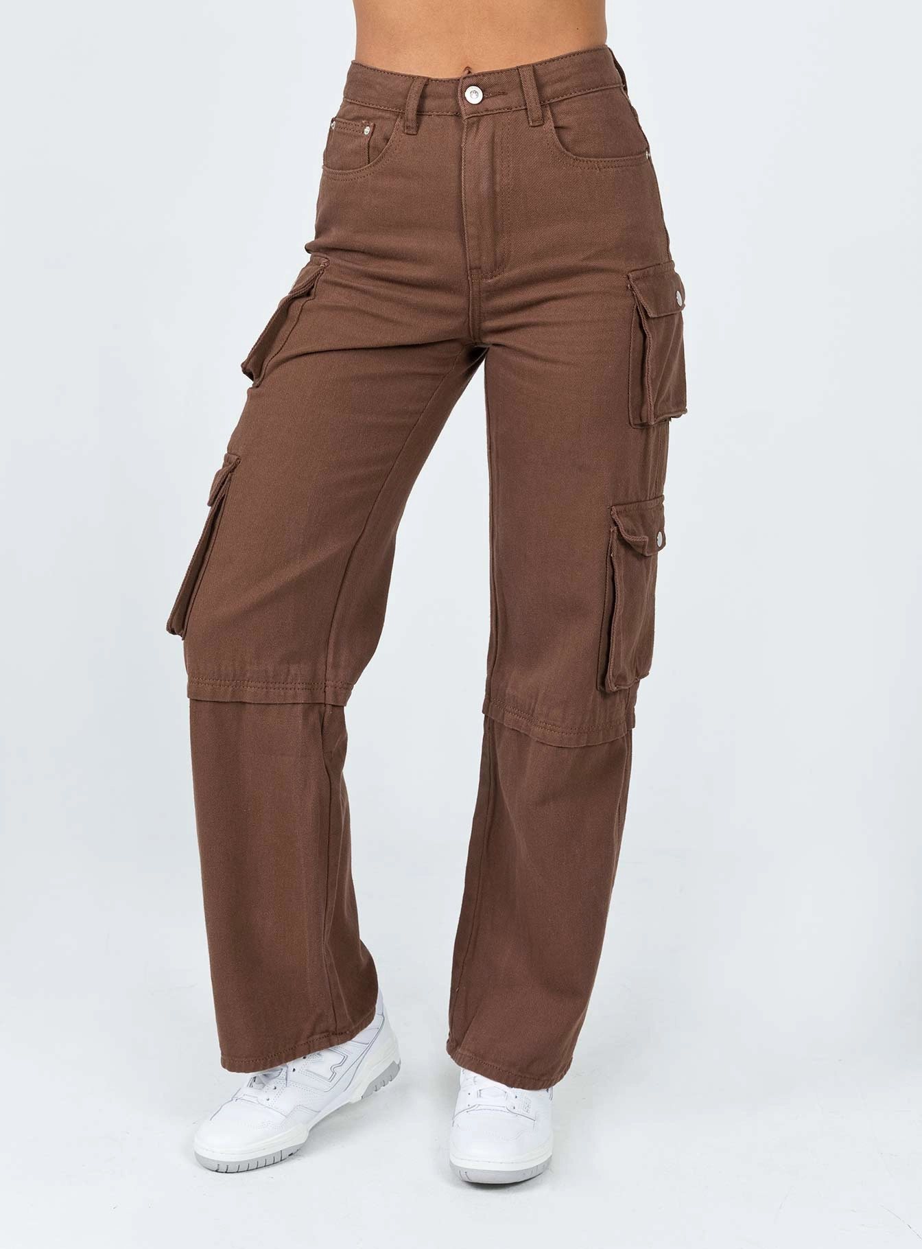 clean look Relaxed Cut Darla Cargo Denim Jeans Brown