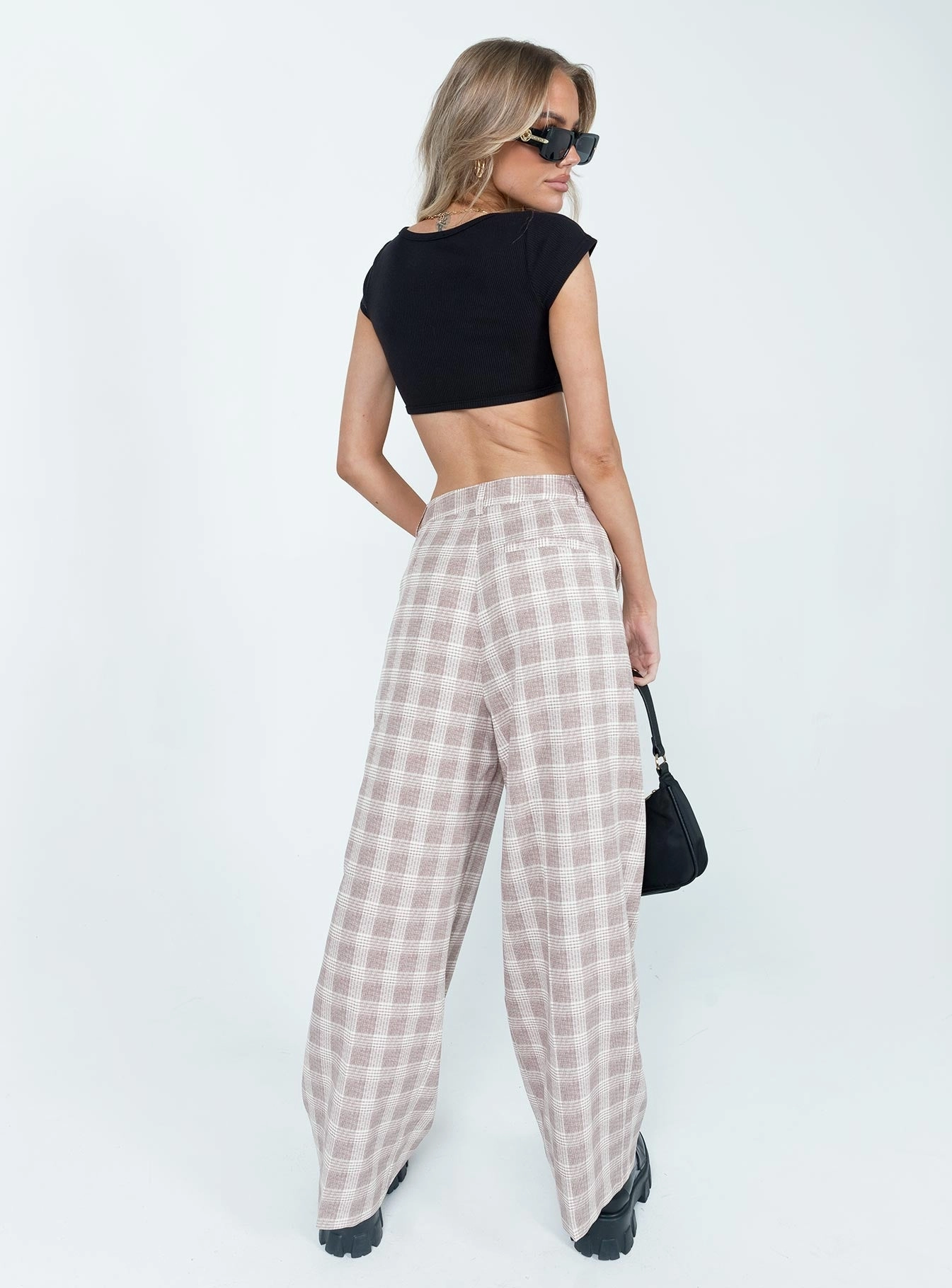 Mulholland Pants Beige Plaid Perfect Layer