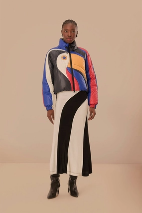 Multicolor Amanda Stripes Toucan Reversible Puffer Jacket Noise Free Zippers