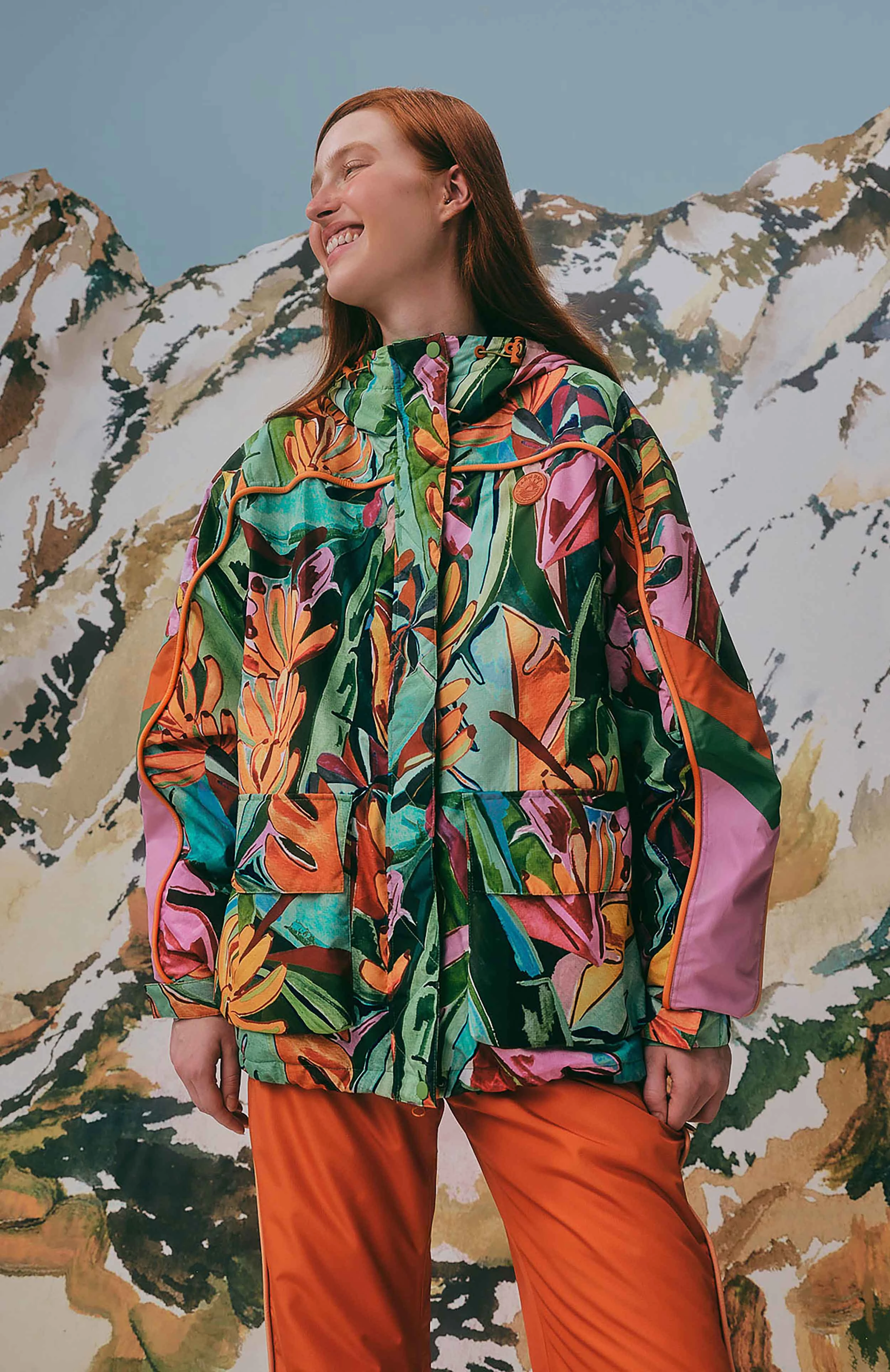 Quick Dry Fabric Technology Changeable Style Multicolor Banana Leaves Ski Jacket