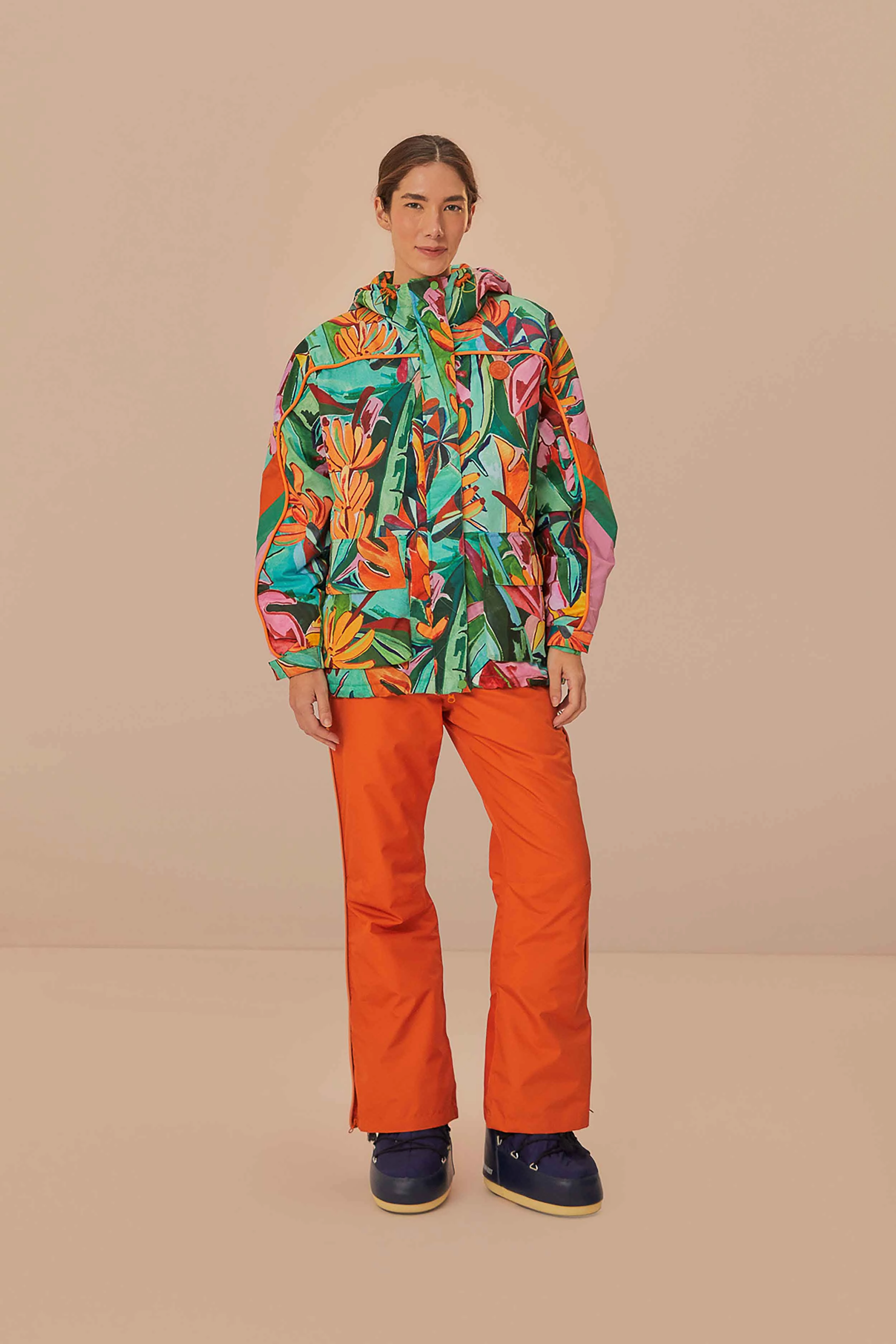All Day Comfort ReflectiveDetails Multicolor Banana Leaves Ski Jacket