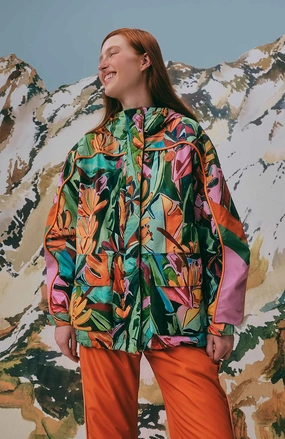 Quick Dry Fabric Technology Changeable Style Multicolor Banana Leaves Ski Jacket