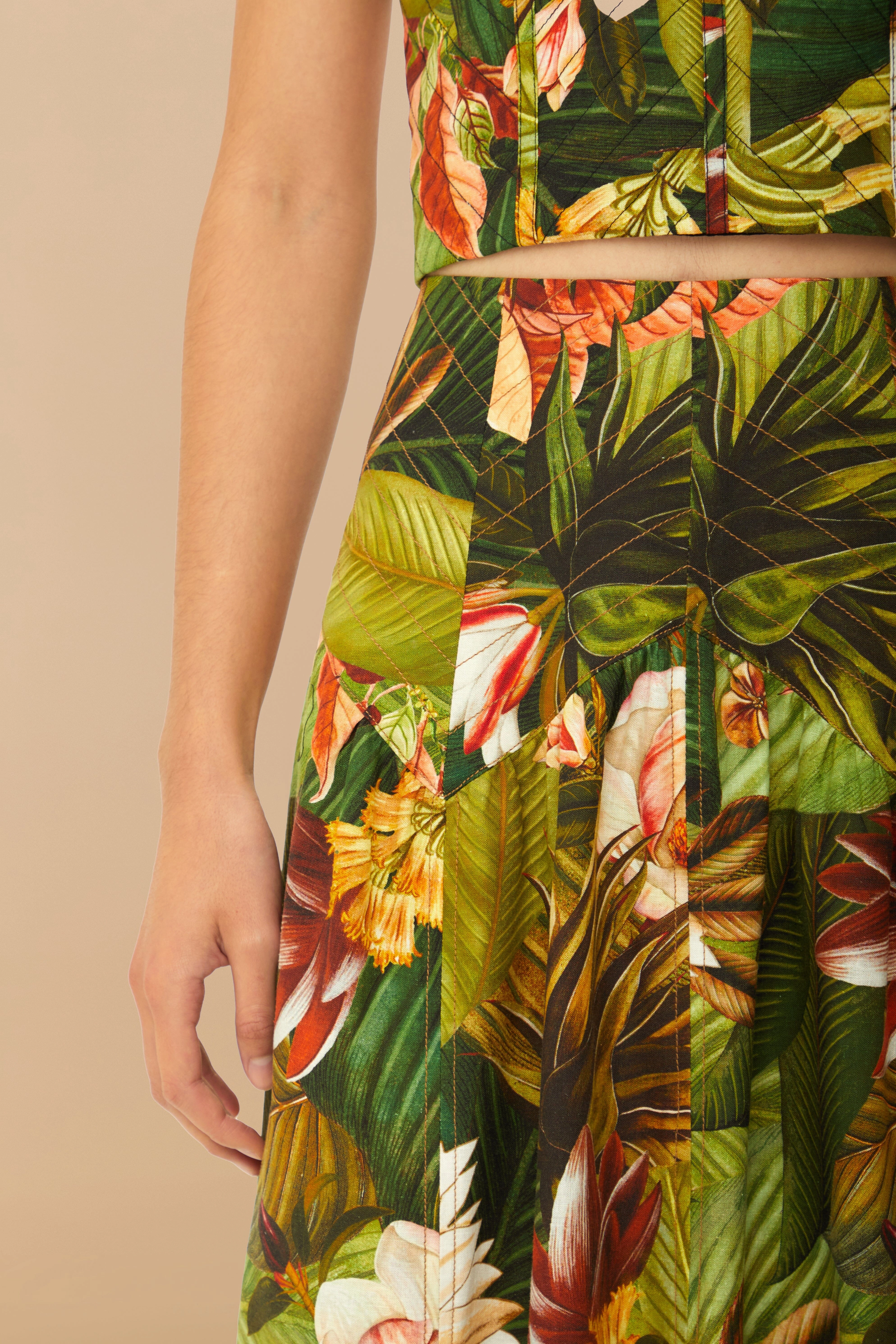 Holiday Travel Multicolor Botanical Forest LENZING? ECOVERO? Euroflax? Midi Skirt