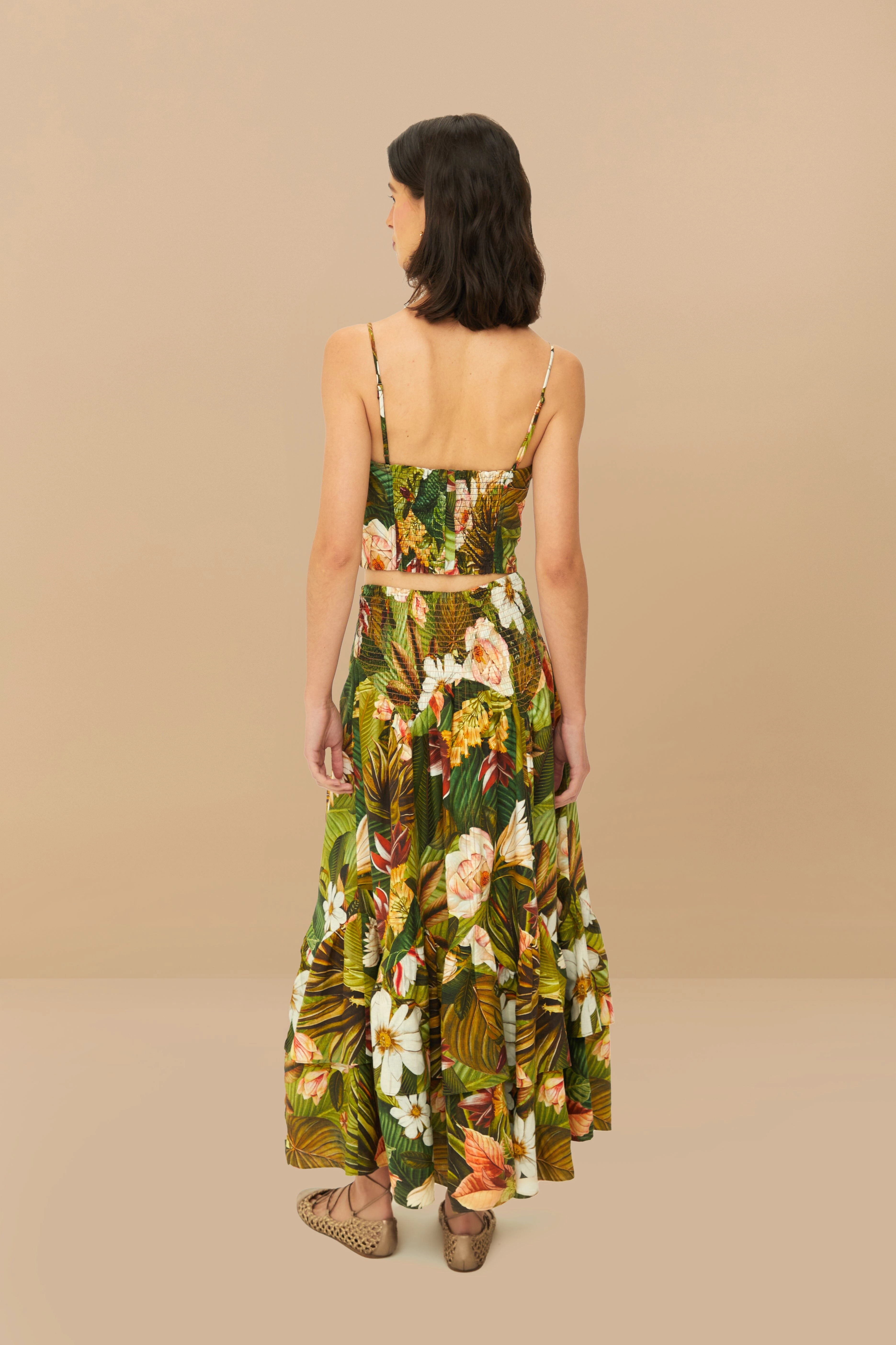 Multicolor Botanical Forest LENZING? ECOVERO? Euroflax? Midi Skirt Sustainable