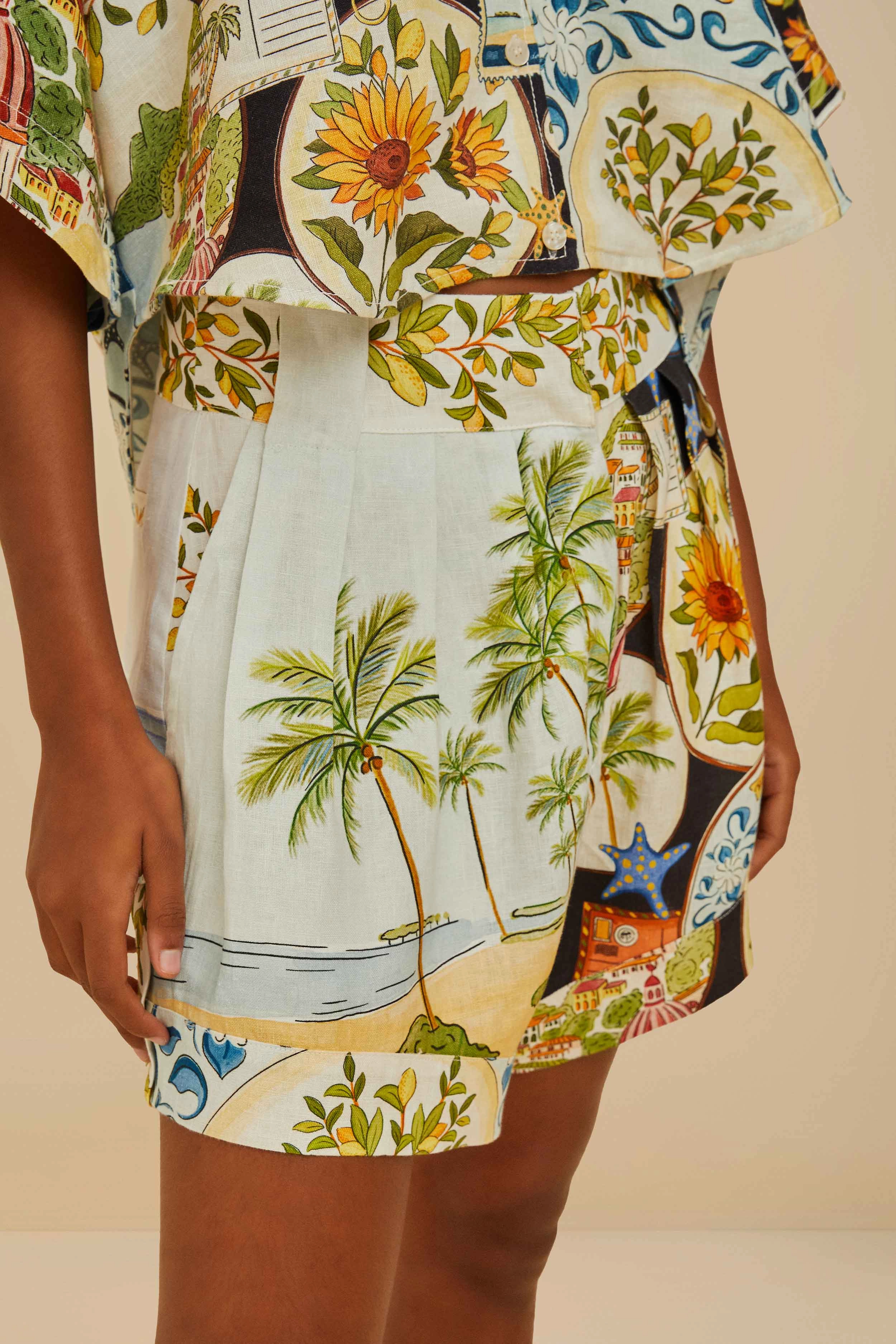 Multicolor Latin Trip Scarves Euroflax? Premium Linen Shorts printed shorts Polyester shorts