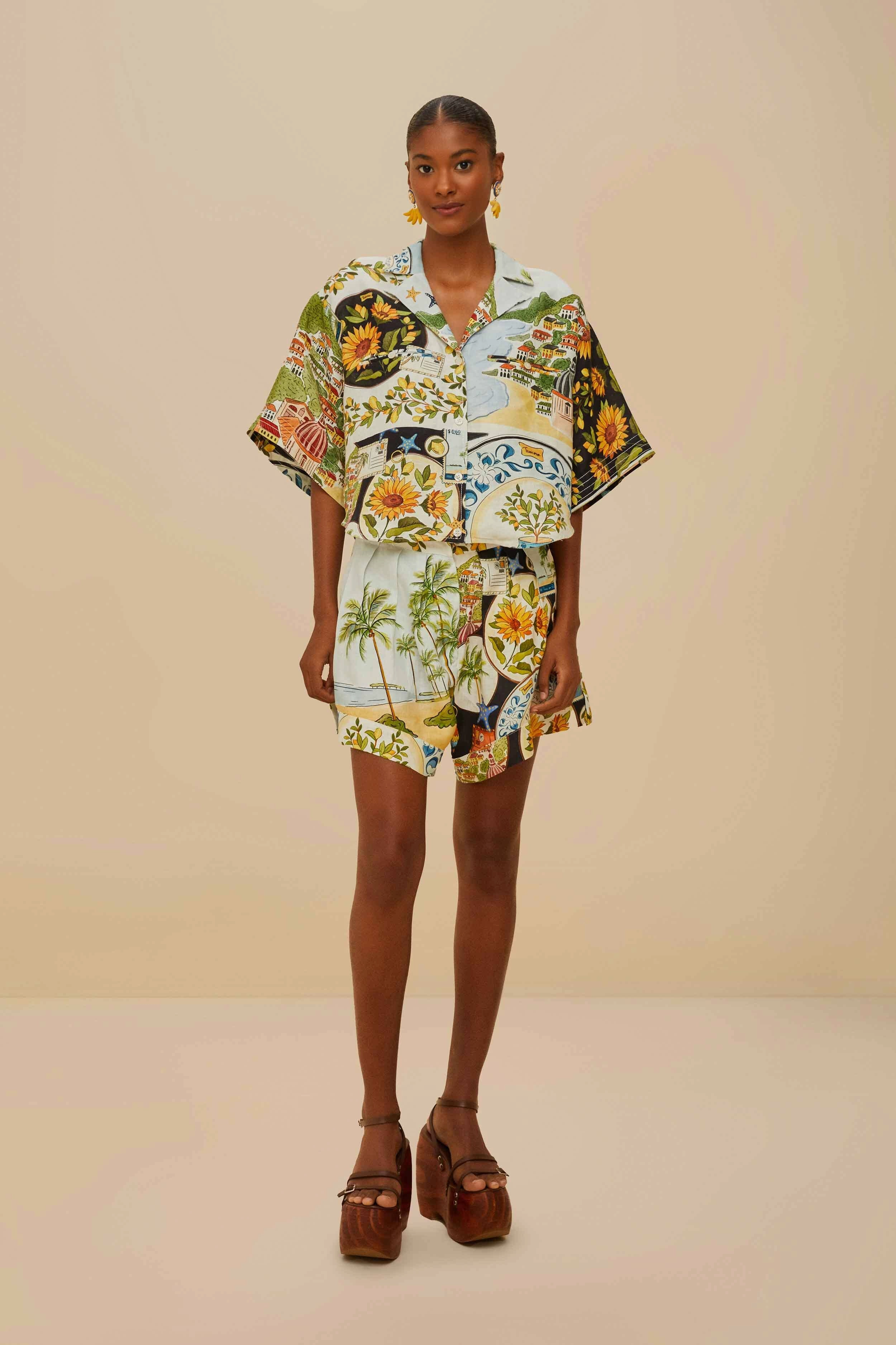 Multicolor Latin Trip Scarves Euroflax? Premium Linen Shorts Light Motion Fit