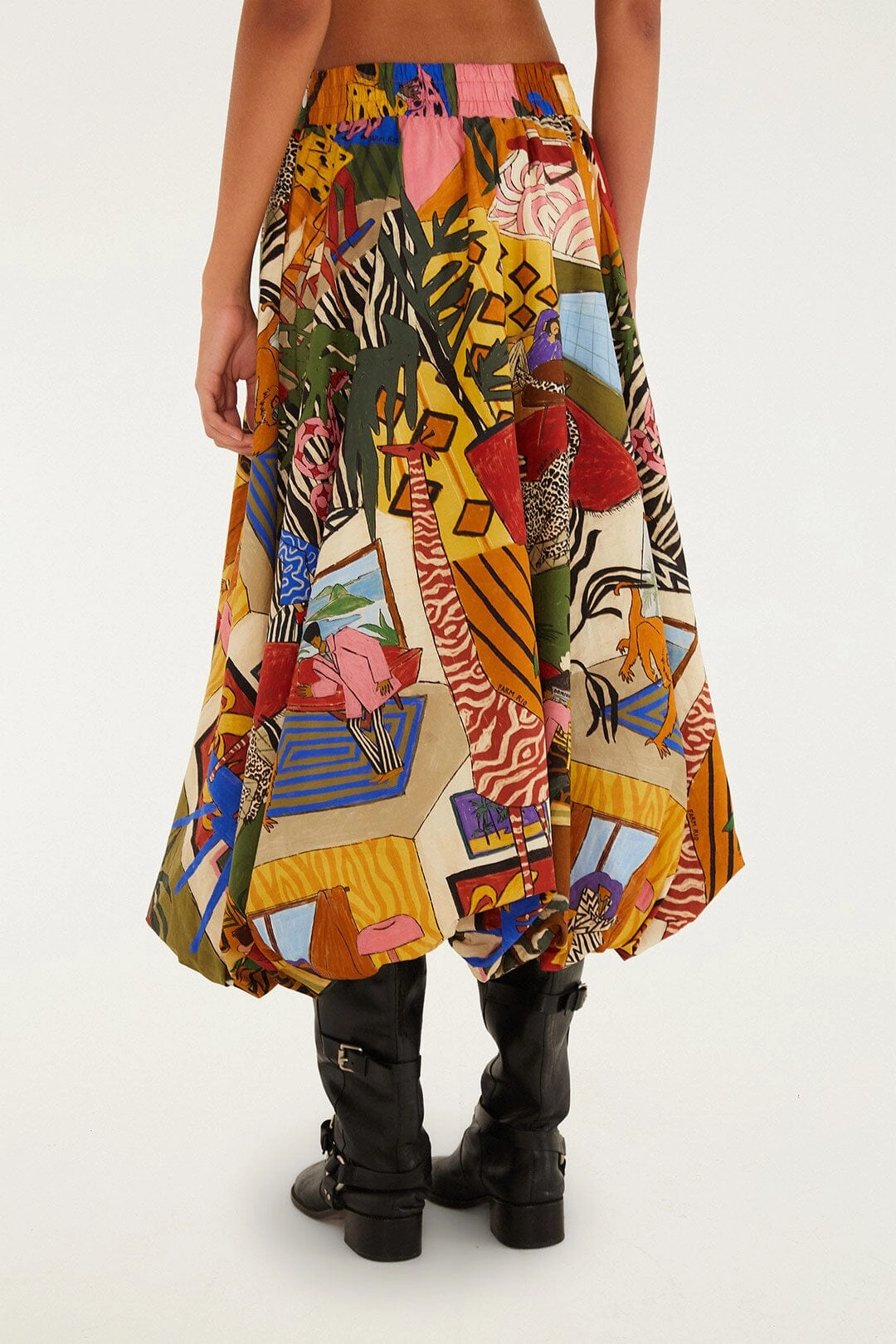Fashion Pulse Multicolor Tropical Balloon Organic Cotton Midi Skirt