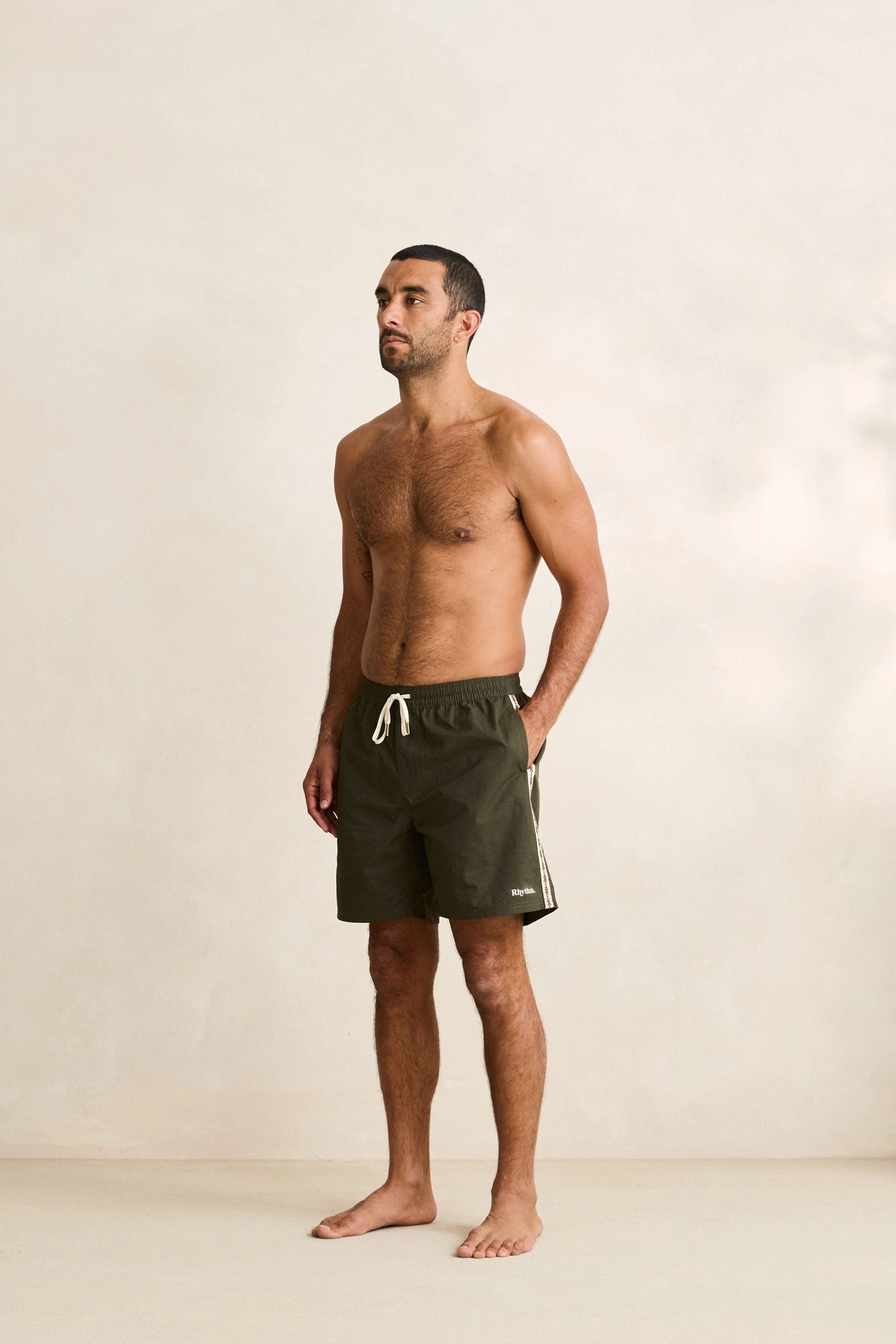 winter shorts Camouflage Pattern Woven Tape Beach Short Olive