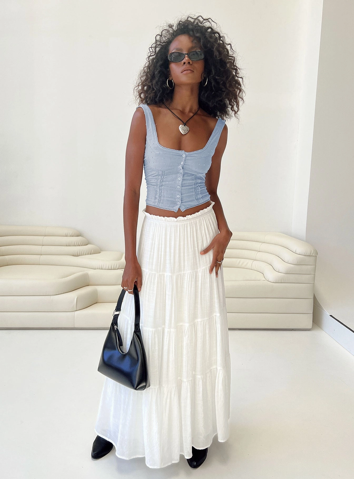 Mya Maxi Skirt White Urban Pulse Easy Movement