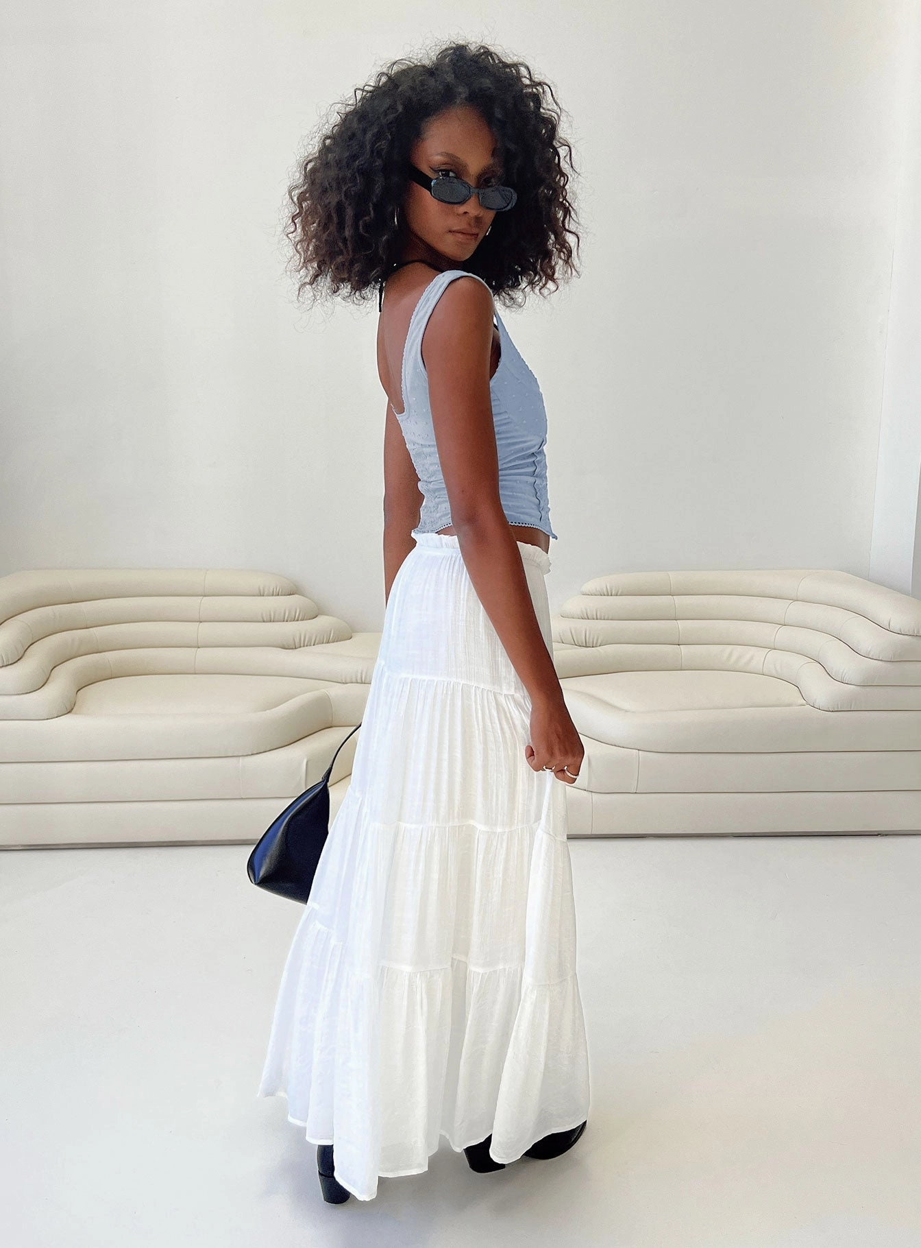 Mya Maxi Skirt White Aesthetic Fit