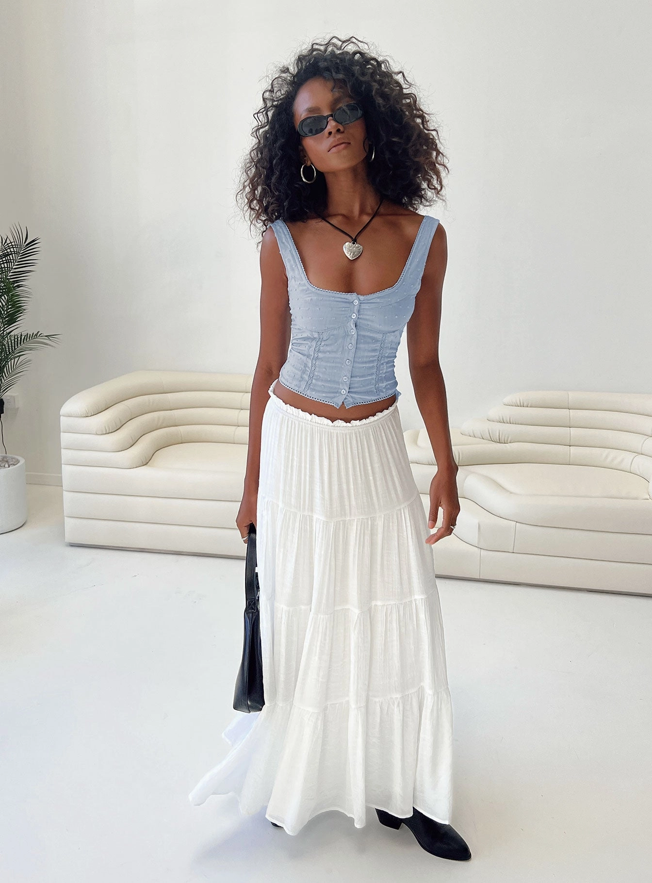 Tailored Cut Mya Maxi Skirt White