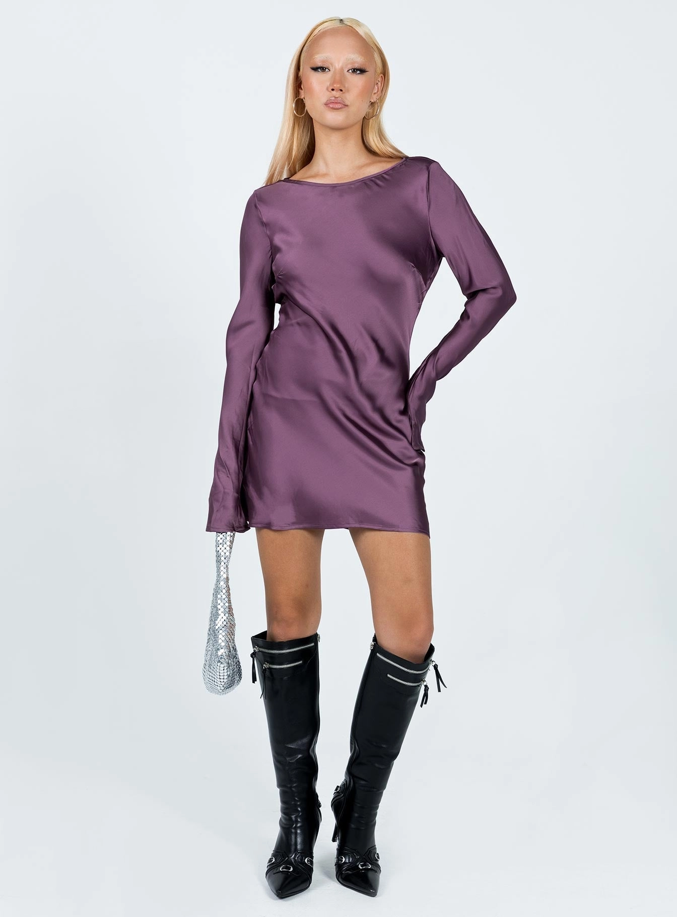 Subtle Flex Namara Long Sleeve Mini Dress Purple
