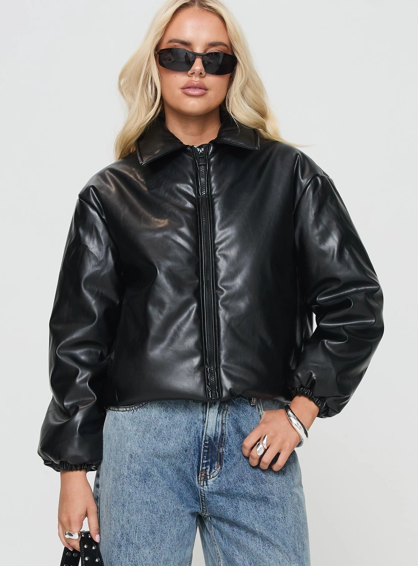 Simple Urban Layer Nantes Faux Leather Bomber Jacket Black